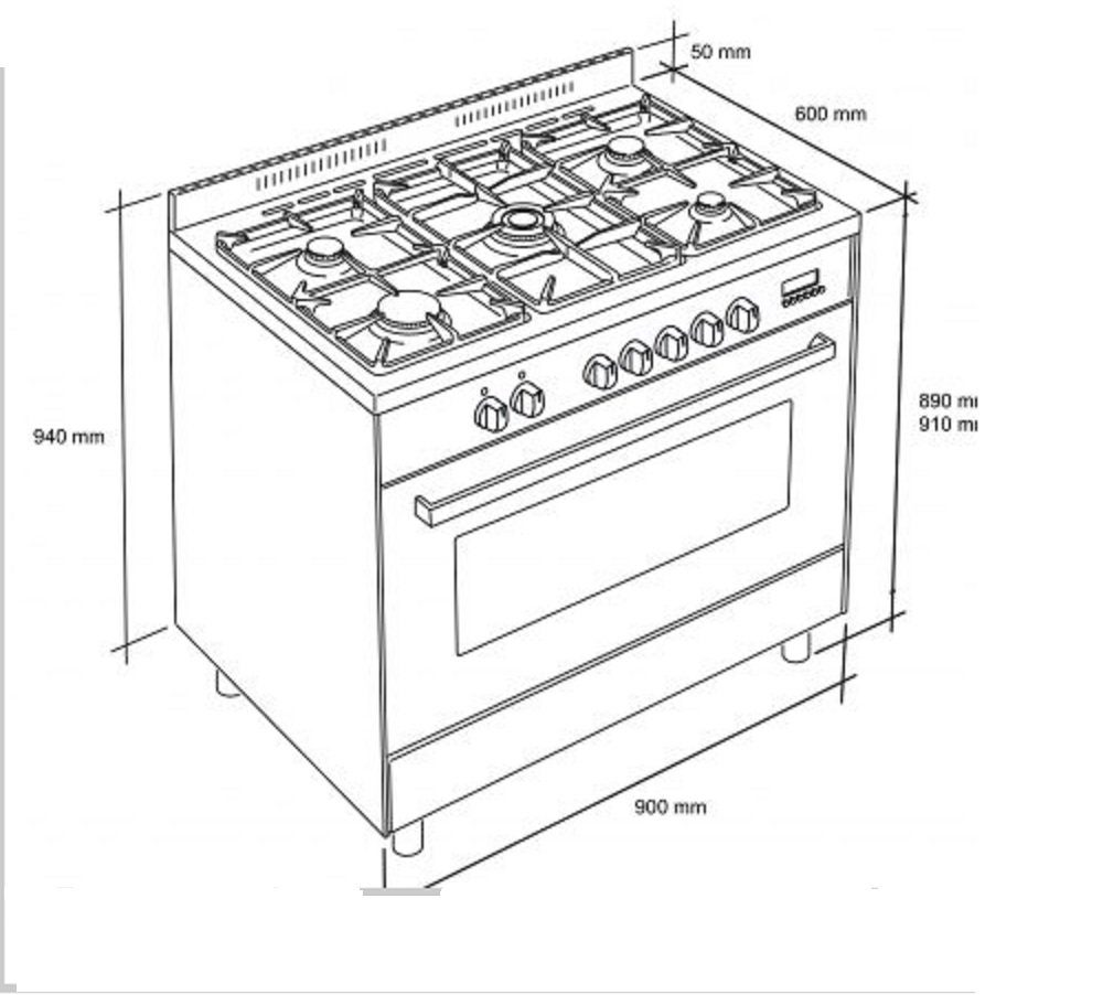 GURARI Gas-Standherd GCH E 911 R, Gas Elektro Standherd 90 cm/ 121L /4,0 kW WOK / Inkl. WOK Adapter Erdgas, Propangas GCH E 911 R, mit 1-fach-Teleskopauszug, Gas Elektro Standherd 90 cm/ 121L Erdgas /Inkl. WOK Adapter