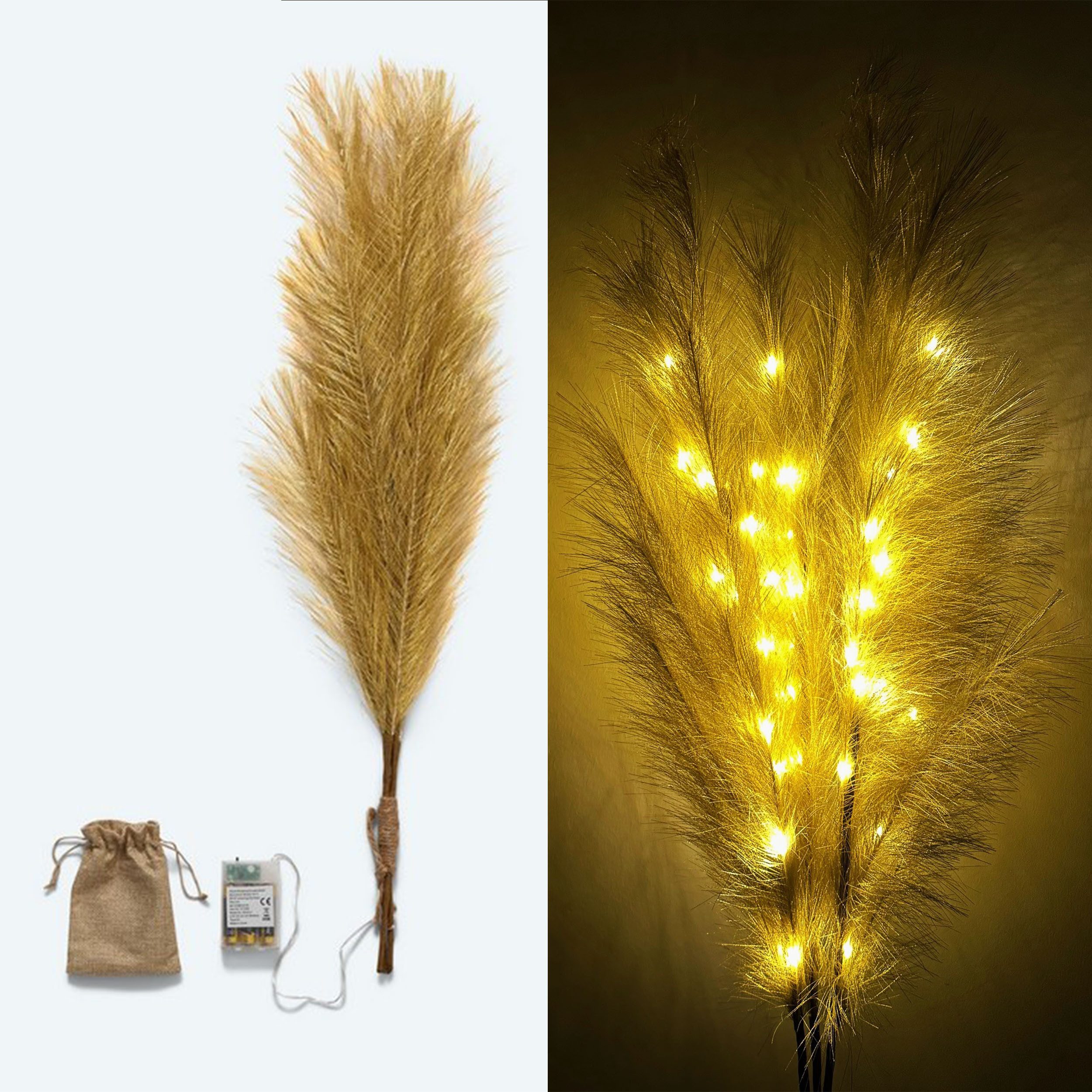 Kunstpflanze künstliches Pampasgras mit LED-Beleuchtung, Timer - 80 bis 115 günstig online kaufen