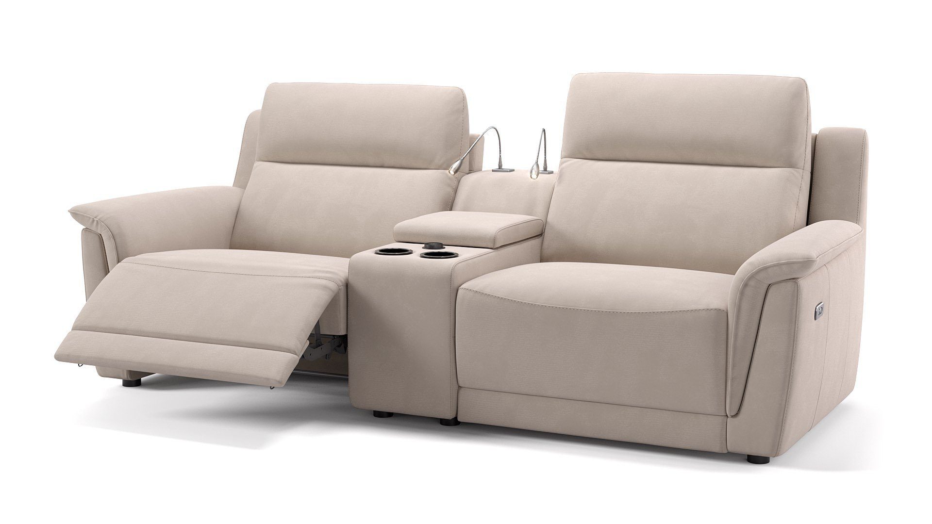 Sofanella Sofa Sofanella - Stoff 2-Sitzer Kinosofa MALITO in Creme M: 232 x 101 cm