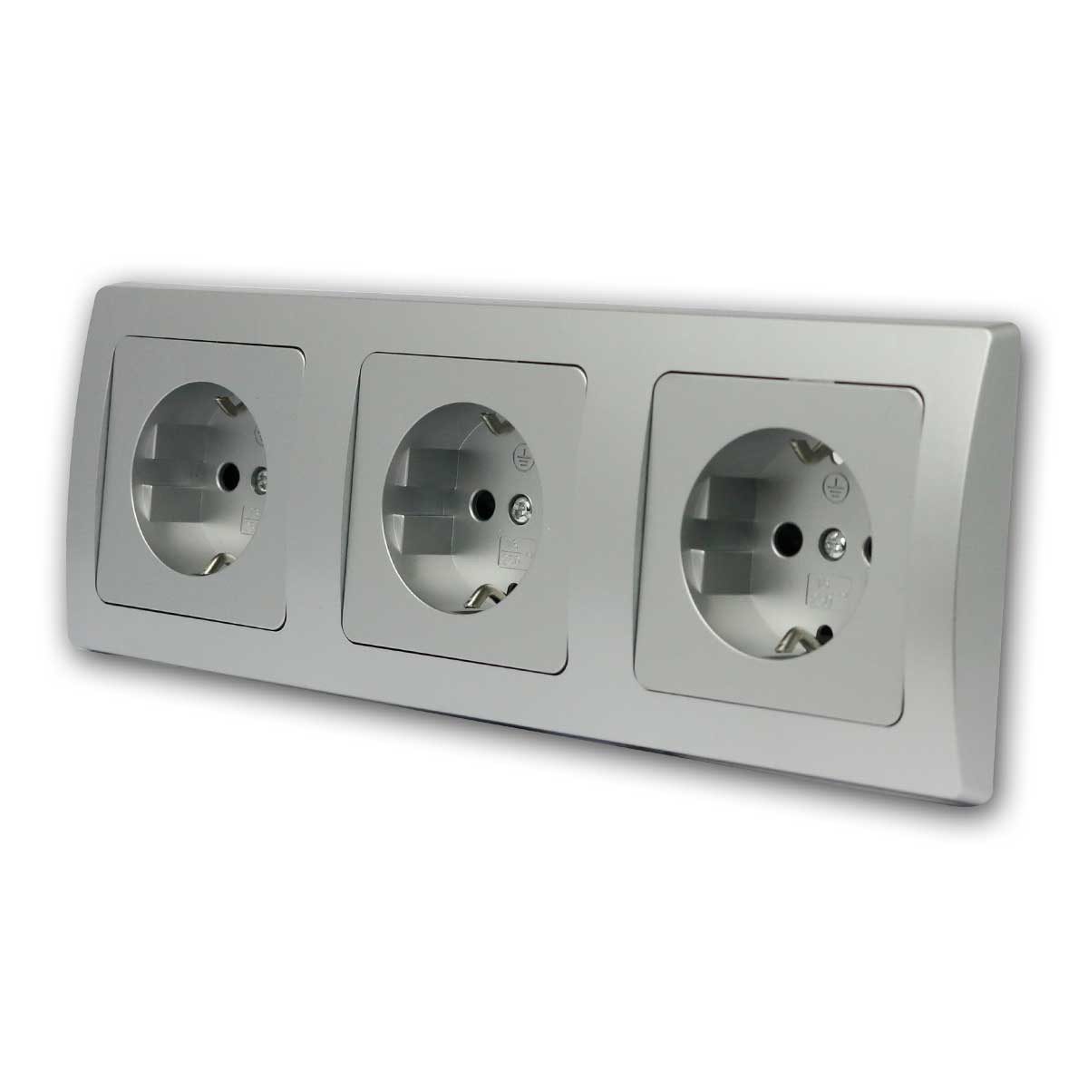 ChiliTec DELPHI Set "Beginner 3S" silber, 3-fach Steckdose Unterputzschalter