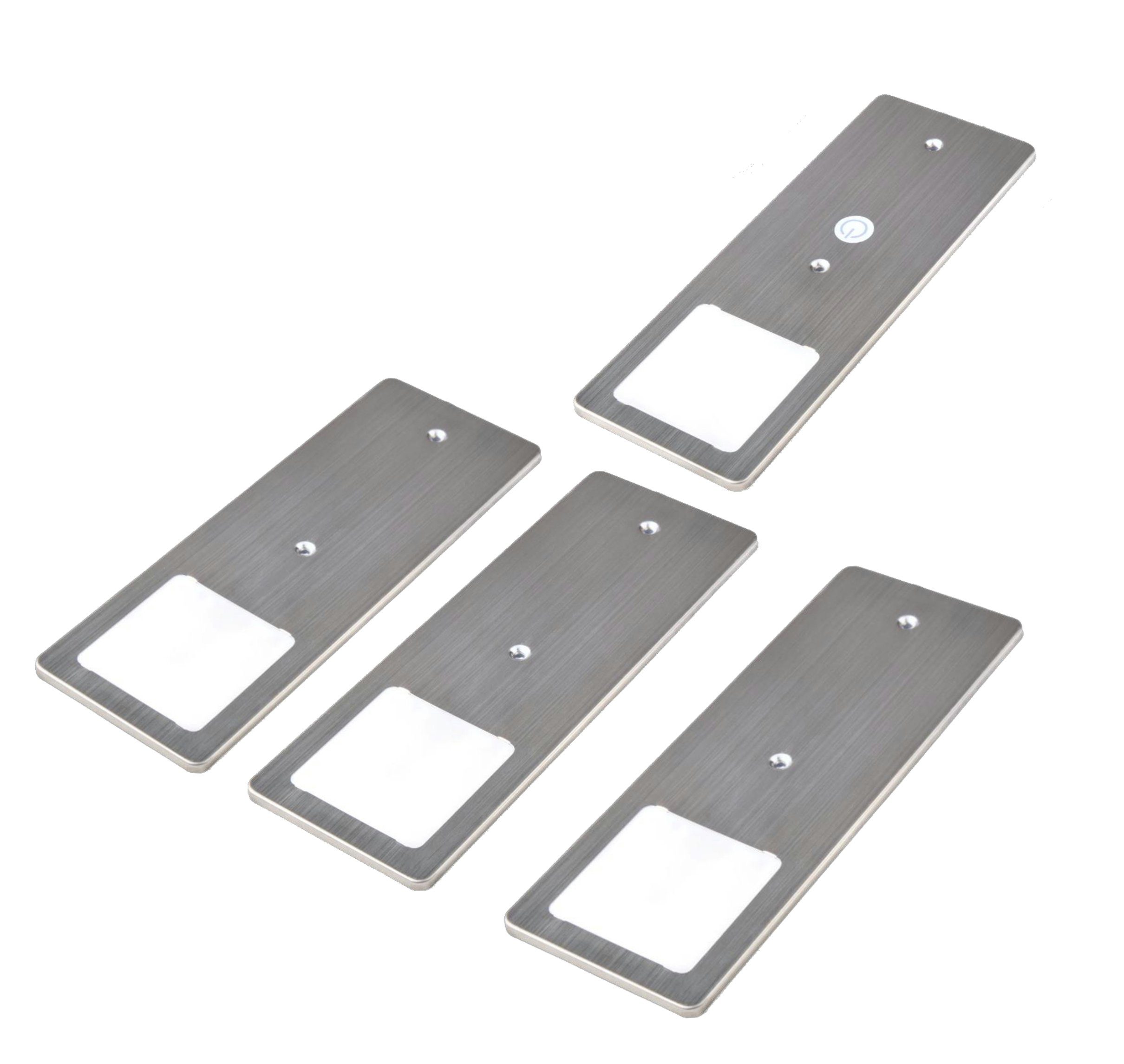 kalb LED Unterbauleuchte LED Unterbauleuchten Edelstahl gebürstet 5W- mit Touch-Dimmfunktion, 4er Set warmweiß, warmweiß