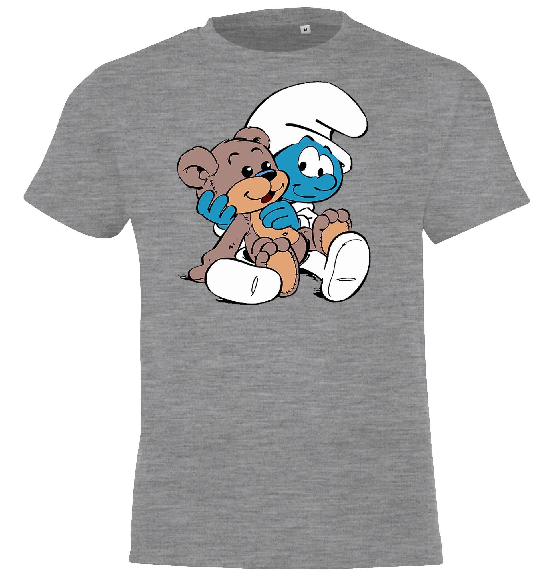 Youth Designz T-Shirt Baby Grau Front T-Shirt Print trendigem Mit Schlumpf Kinder Modell