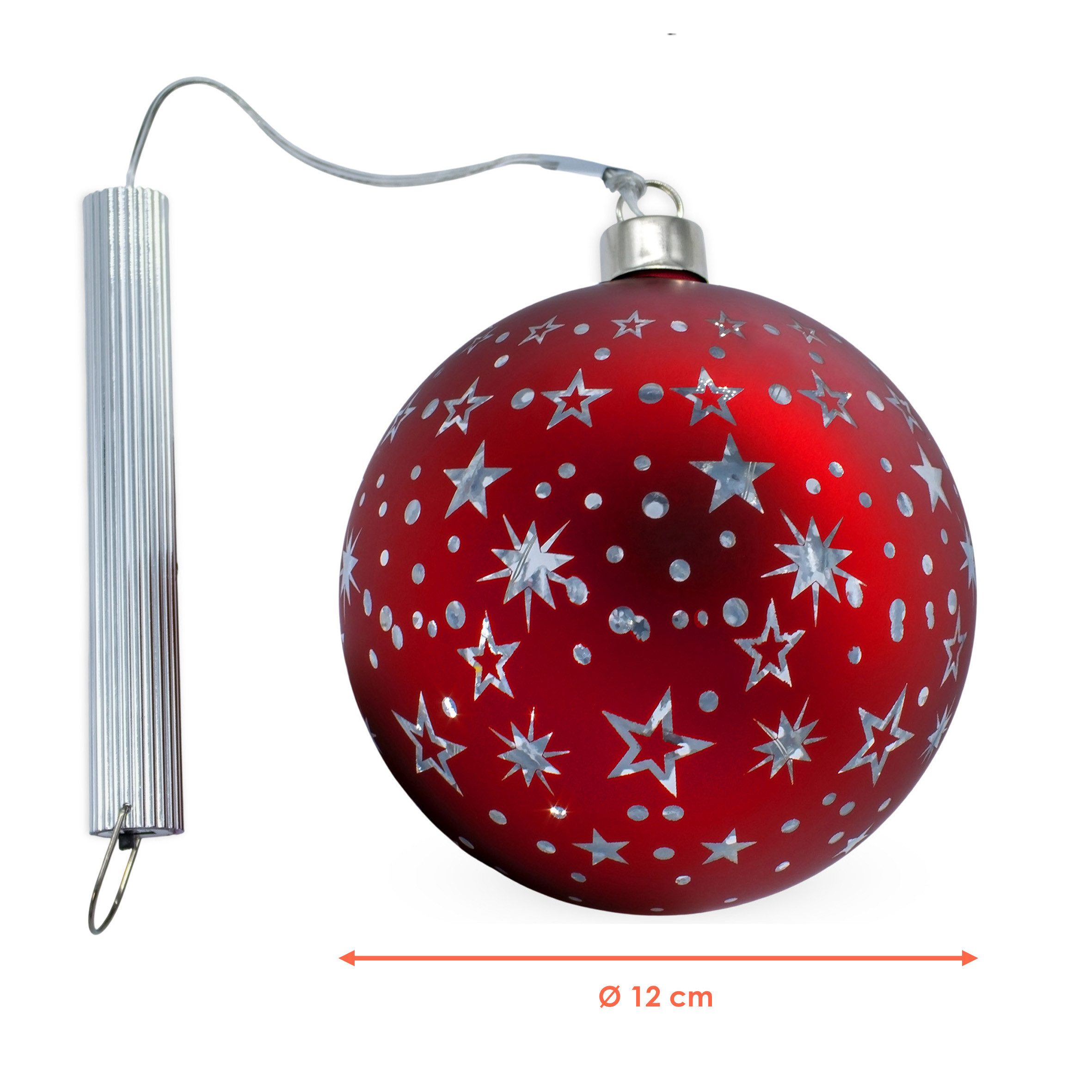 Spetebo LED-Dekofigur Glas Weihnachtsstern rot zum Hängen (Anzahl, 1 St., S günstig online kaufen