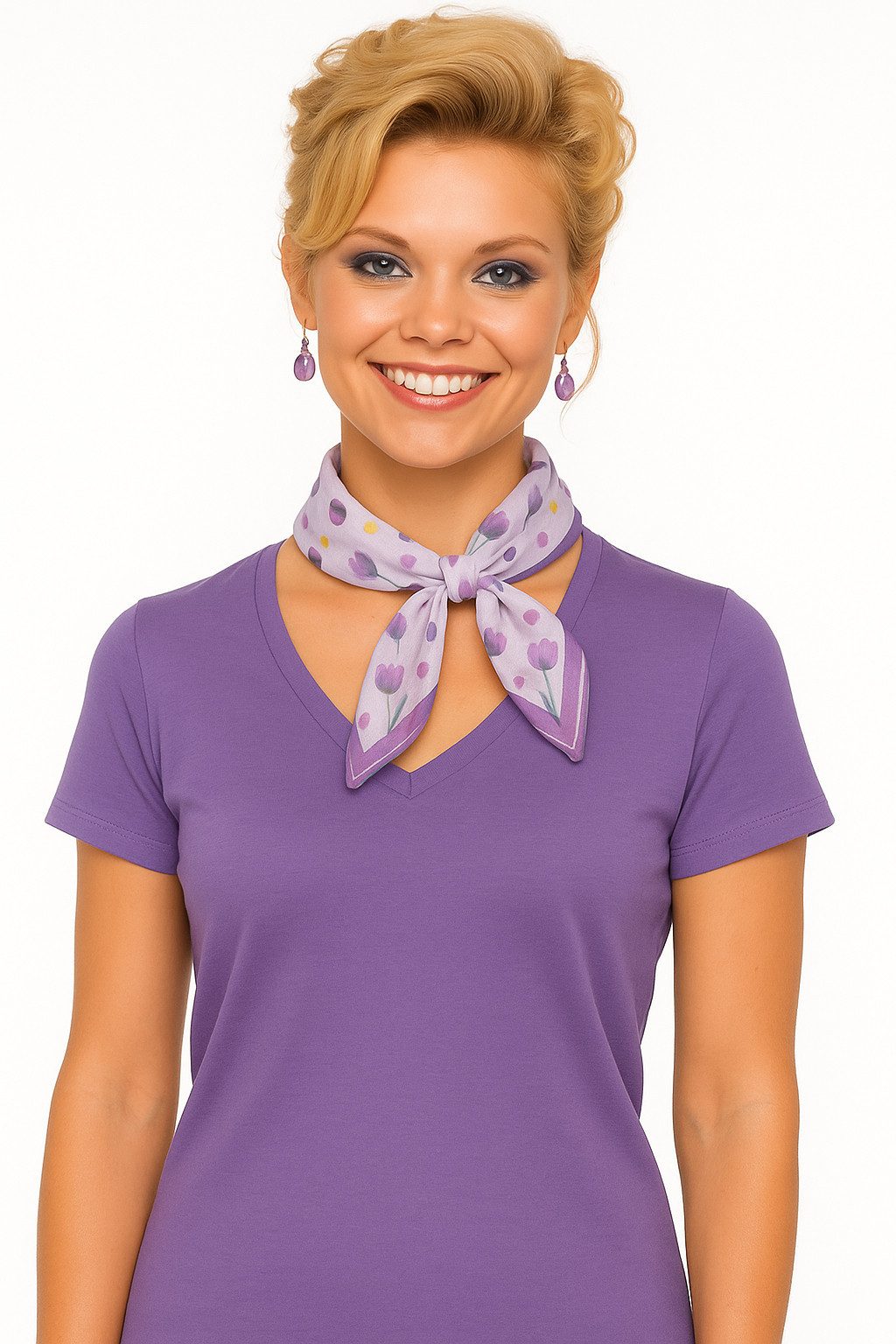 Nickituch Halstuch Damen klein Nickituch Sommer Baumwolle Rosa + Violett