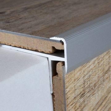 PROVISTON Treppenkantenprofil Aluminium, 33 x 85 x 2500 mm, Silber, Treppenkante, Winkelprofil