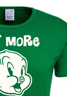 LOGOSHIRT T-Shirt Looney Tunes - Eat More Veggies mit Schweinchen Dick-Print