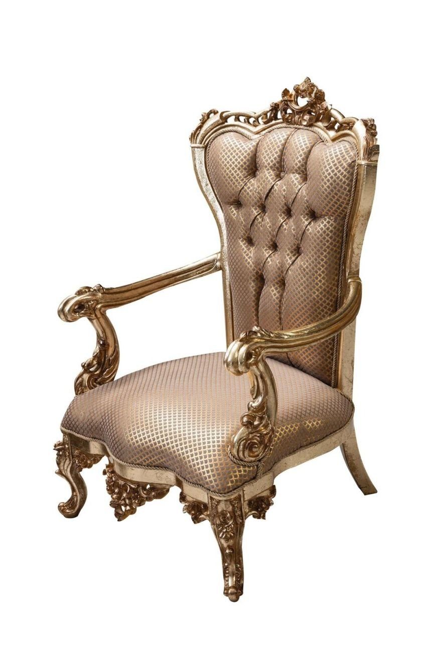 JVmoebel Sessel Sessel Wohnzimmer Klassisch Design Sessel Gold Luxus Wohnzimmer (1-St., 1x nur Sessel), Made in Europa