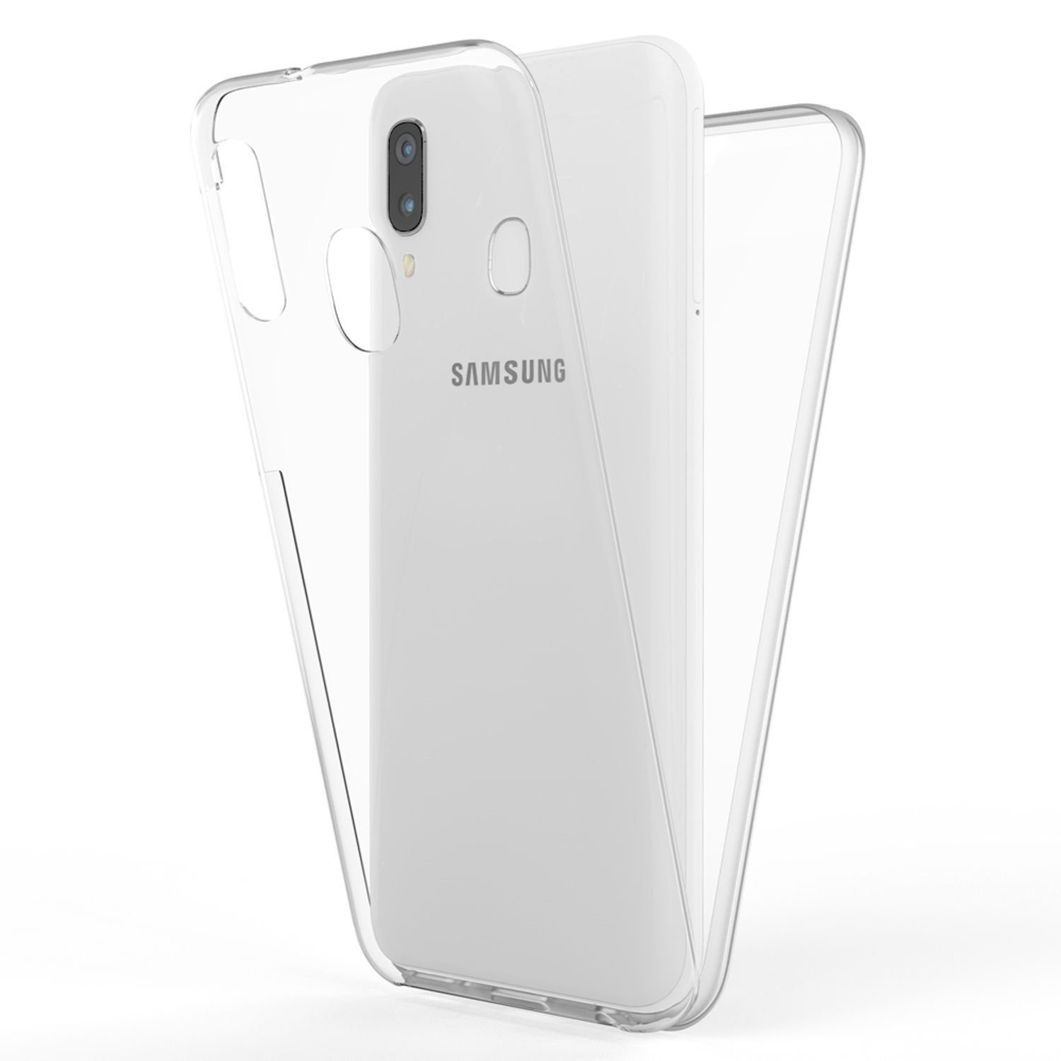 Nalia Handyhülle Samsung Galaxy A40, Klare 360 Grad Silikon Hülle /  Rundumschutz Vorder- und Rückseite / Schutzhülle Transparent /