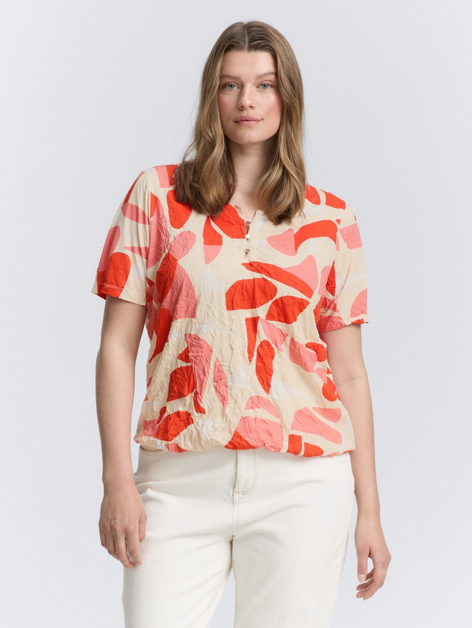T-Shirt Plus Size - Crinkle T-Shirt mit Muster