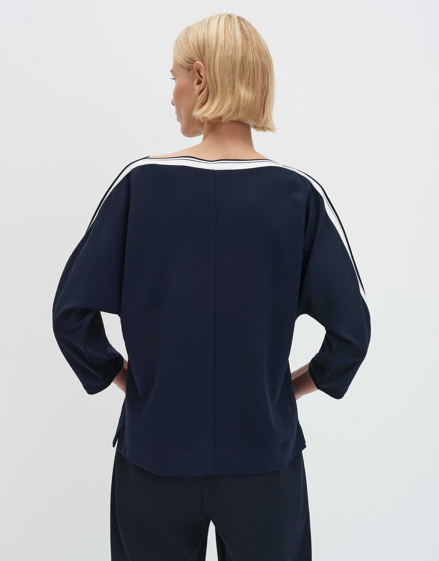 someday 3/4-Arm-Shirt KELVA DETAIL U-Boot Shirt mit sportiven Einsatz schmal zulaufend, lockere Passform, gestreiftes Ripsband