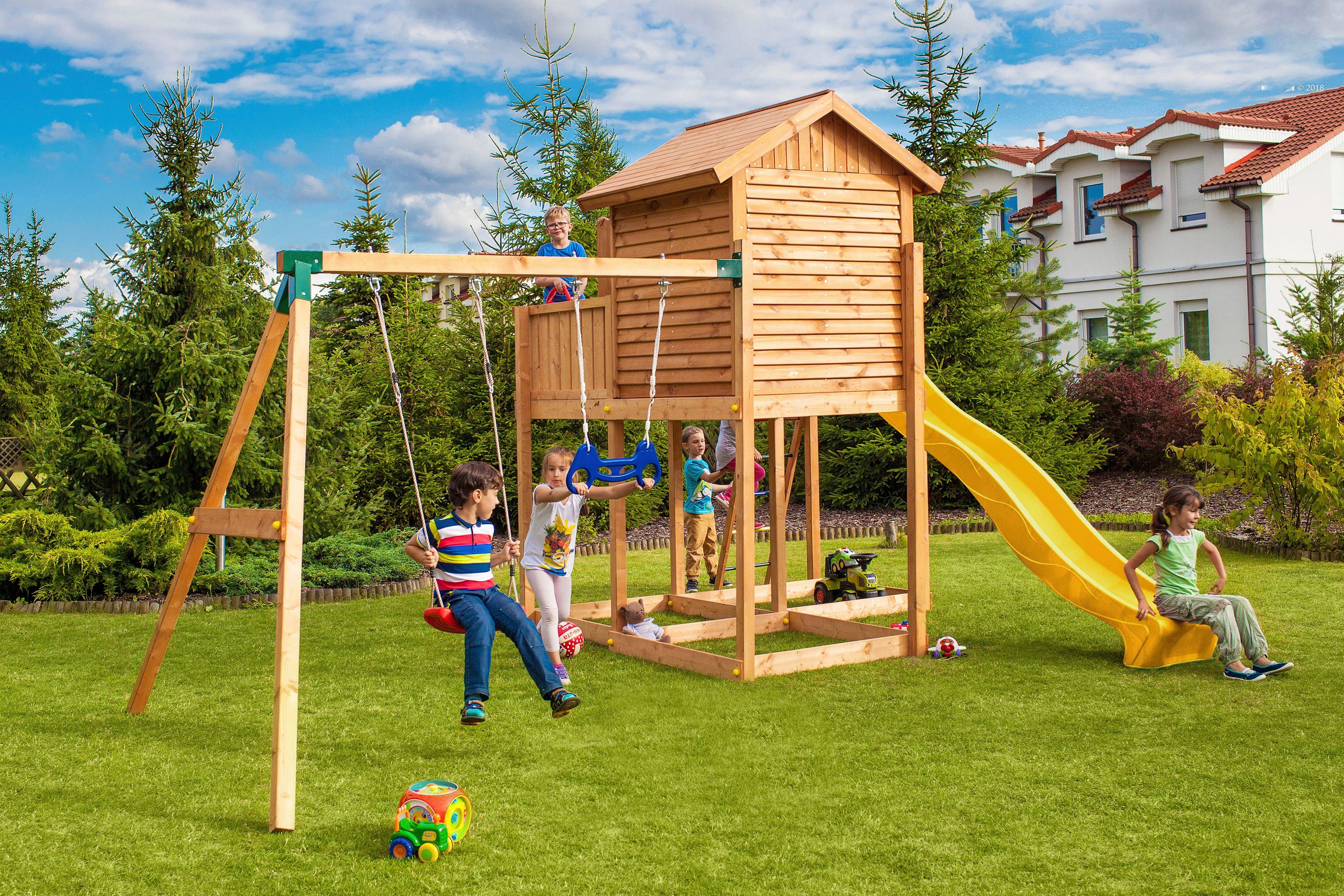 FUNGOO Spielturm My SIDE Move+, mit Schaukel & Rutsche