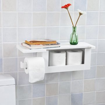 SoBuy Toilettenpapierhalter FRG175, mit Ablage zur Wandmontage Rollenhalter für Badezimmer