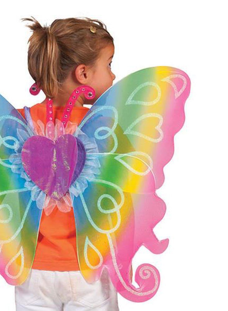 Funny Fashion Feen-Kostüm Kinder Feenflügel, Flügel Regenbogen Fee 60x54 cm