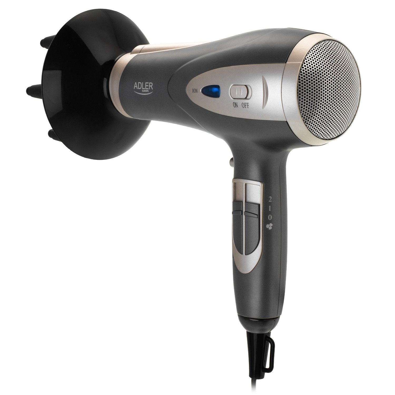 Adler Haartrockner AD 2248 2400 W mit 3 Temperaturstufen, in Champangergrau, 2400 W