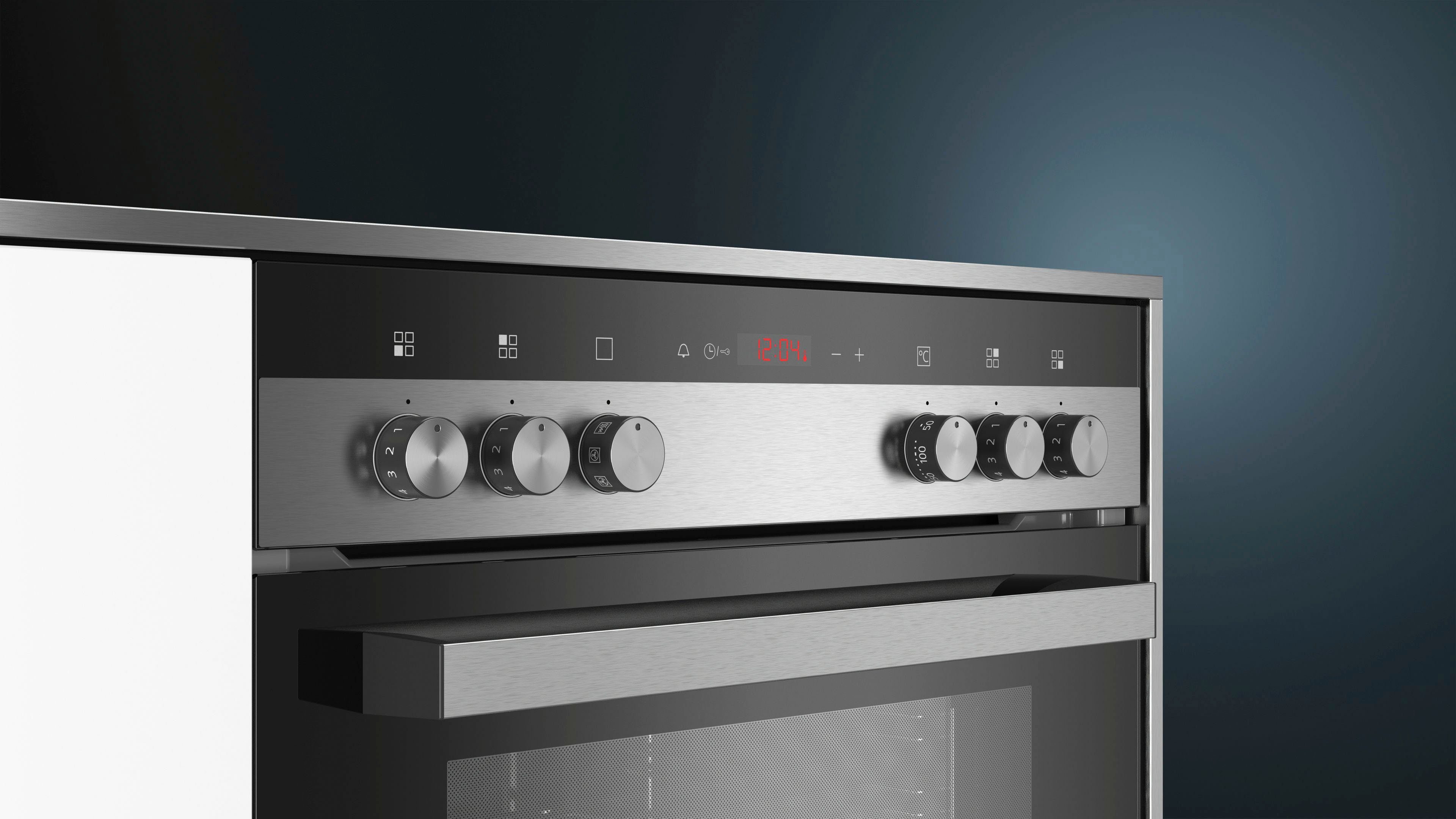 SIEMENS Elektro-Herd-Set iQ100 EQ110KA1Z, mit Teleskopauszug nachrüstbar, Gleichmäßige 3D-Heißluft & flexible, zuschaltbare Bräterzone – Bild 4 von 5