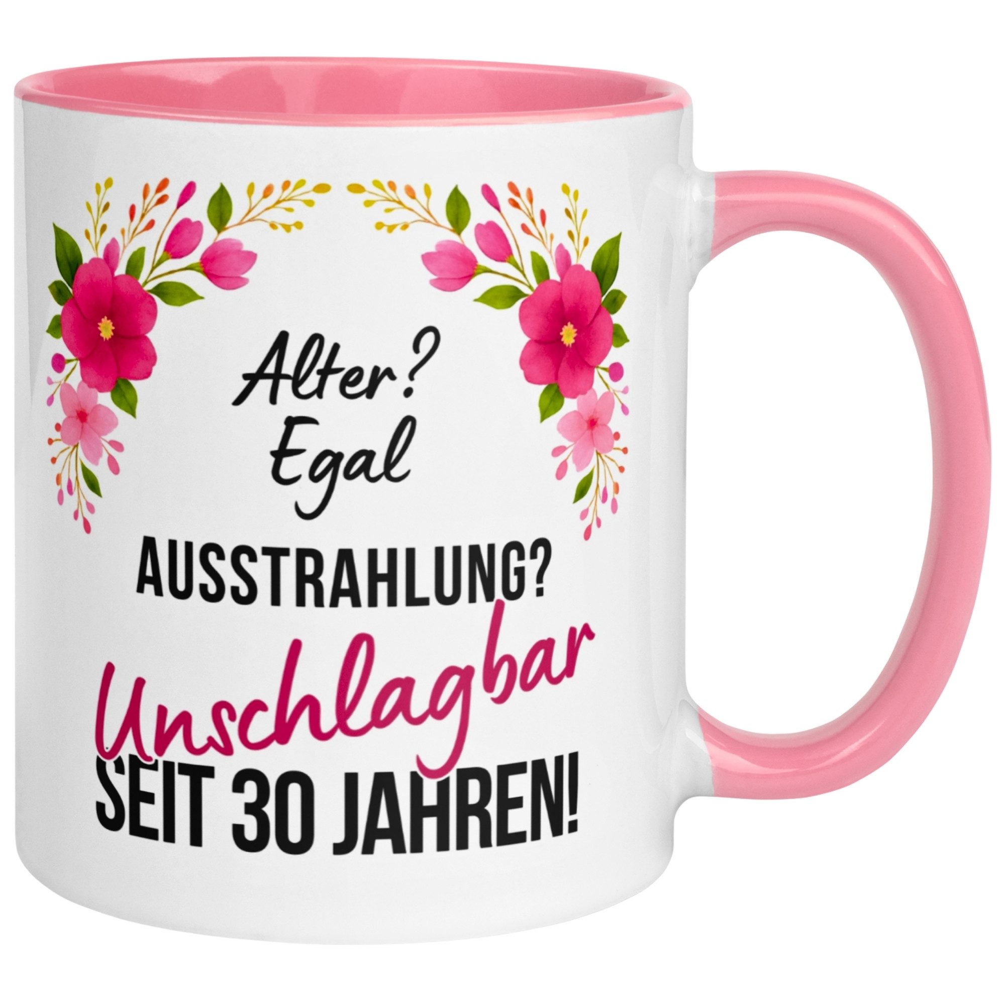 Momentals Tasse Geschenk zum 30. Geburtstag Frau – „Ausstrahlung einfach Unschlagbar“, Gratis Versand · Links-&Rechtshänder · Spülmaschinenfest