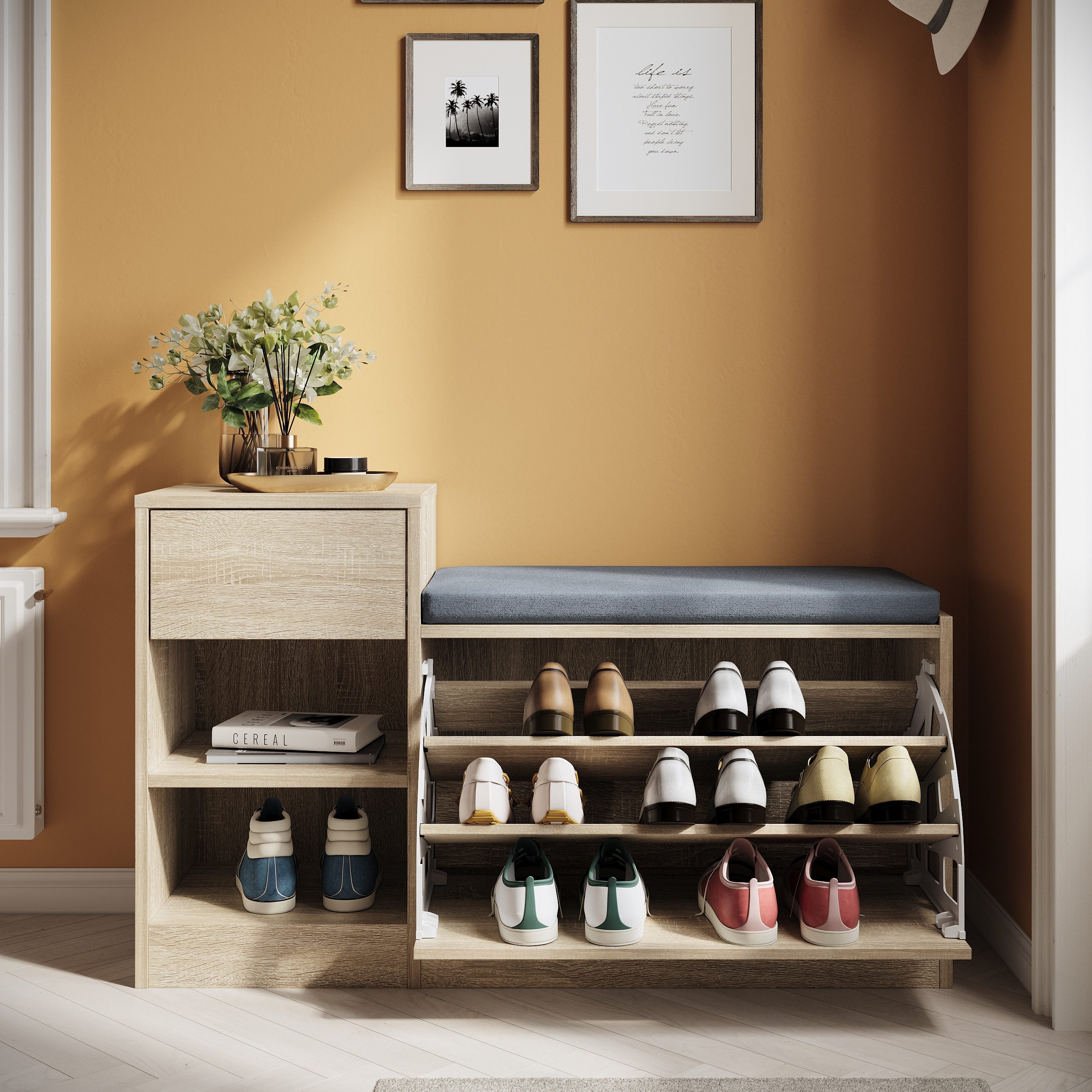 SONNI Schuhschrank Schuhschrank Weiß mit sitzbank 94.5 x 30 x 57 cm,Verstel günstig online kaufen