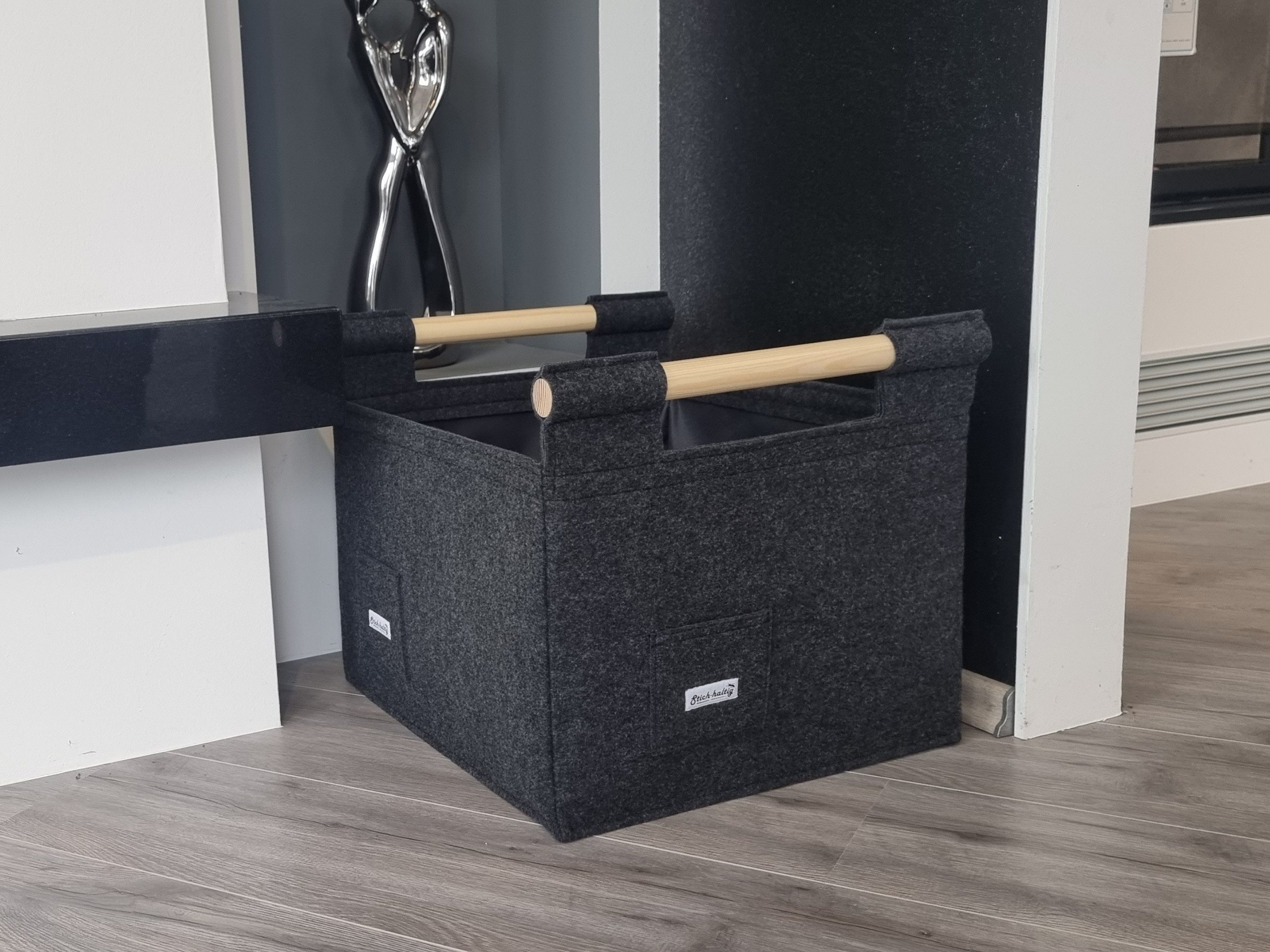 Stich-haltig Kaminholzkorb Kaminholzkorb L mit Holzgriffen - Premium - abri günstig online kaufen