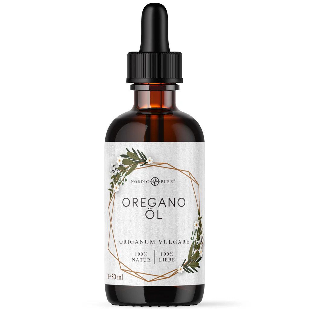 Nordic Pure® Nordic Pure Oreganoöl – 80 % Carvacrol Tropfen, naturrein aus französischem Anbau – Vegan à 30 ml
