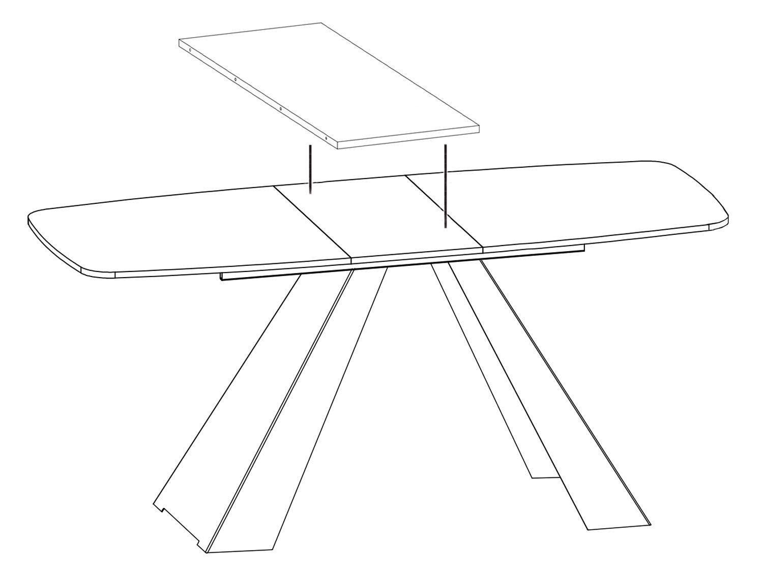 Feldmann-Wohnen Esstisch Myron (Tischplatte ausziehbar, 1-St., moderne Optik, Tischplatte ausziehbar), 160 / 200cm ausziehbar Chromix weiß / schwarz – Bild 5 von 5