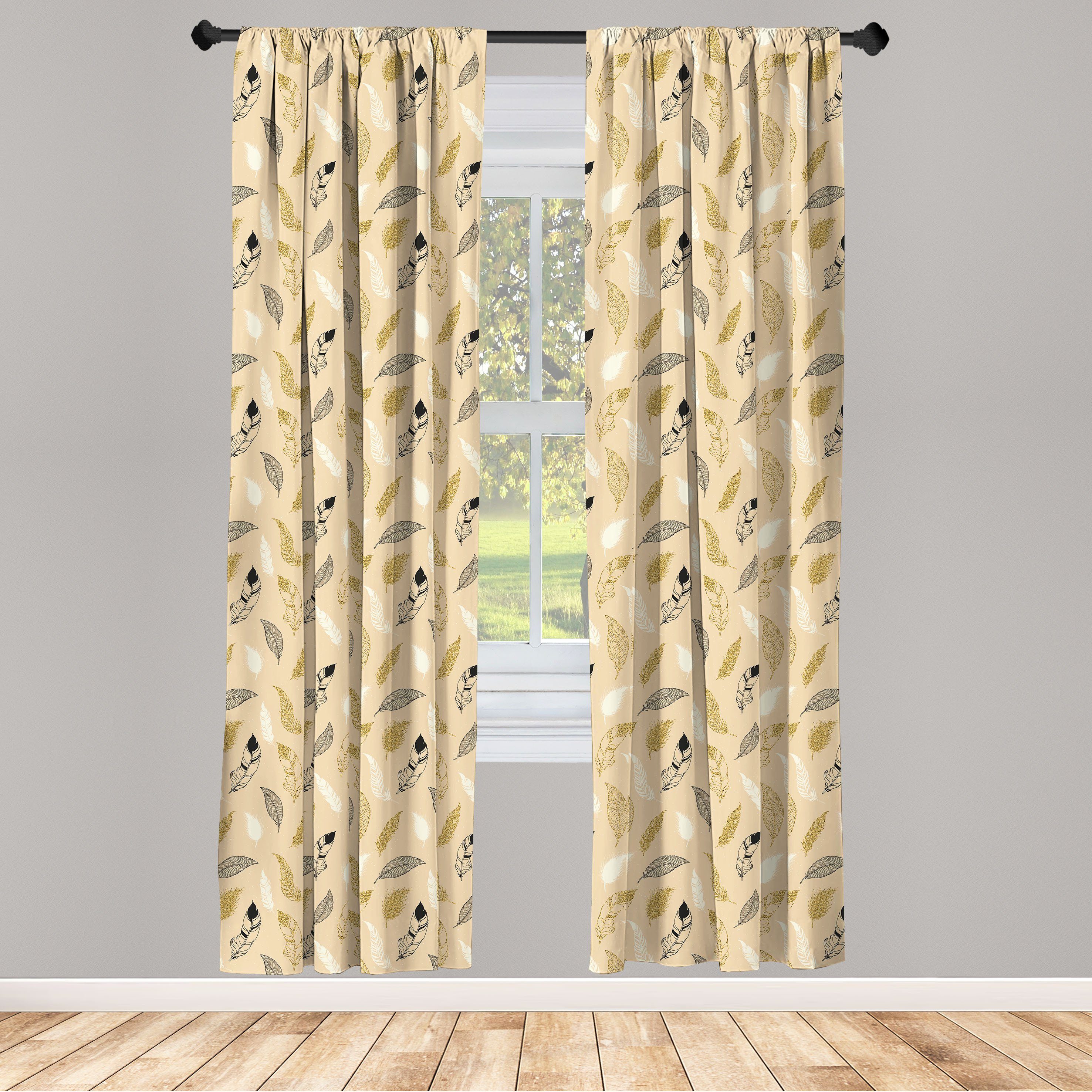 Gardine Vorhang für Wohnzimmer Schlafzimmer Dekor, Abakuhaus, Microfaser, Feder Fashion Style Pastelltöne
