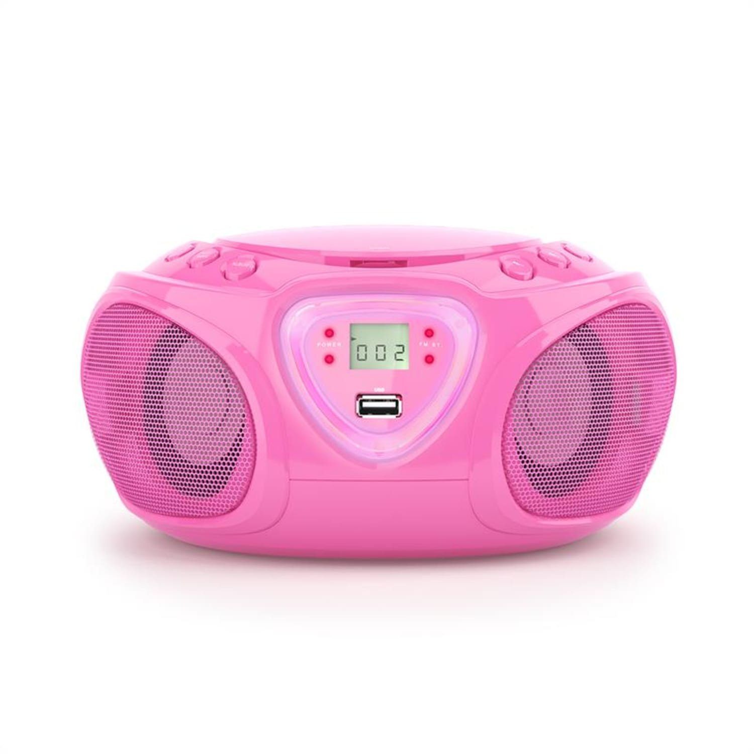 Auna Roadie Radio (FM-Radio, CD Bluetooth Musikbox Spieler Radio Soundbox) Player Kinder Pink CD tragbar