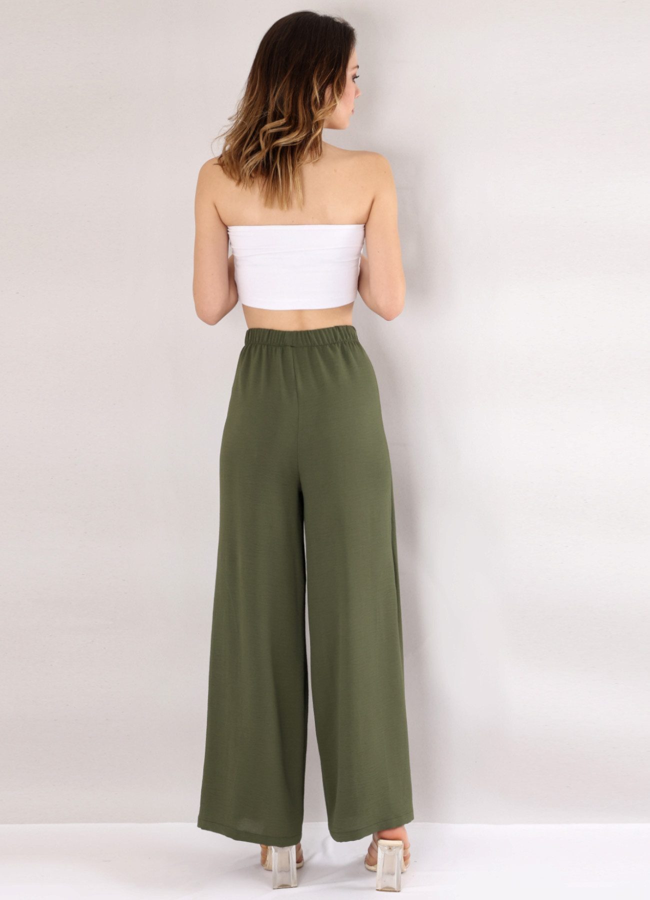 fashionshowcase Haremshose Damen Weite High-Waist Hose mit Rock-Optik Einteiliges Design