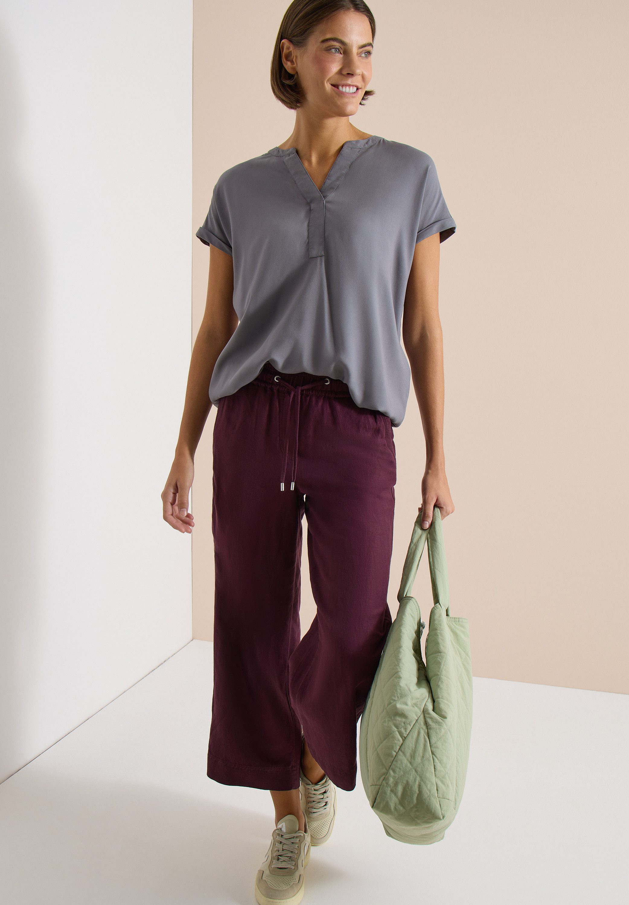 CECIL Kurzarmbluse mit V-Ausschnitt