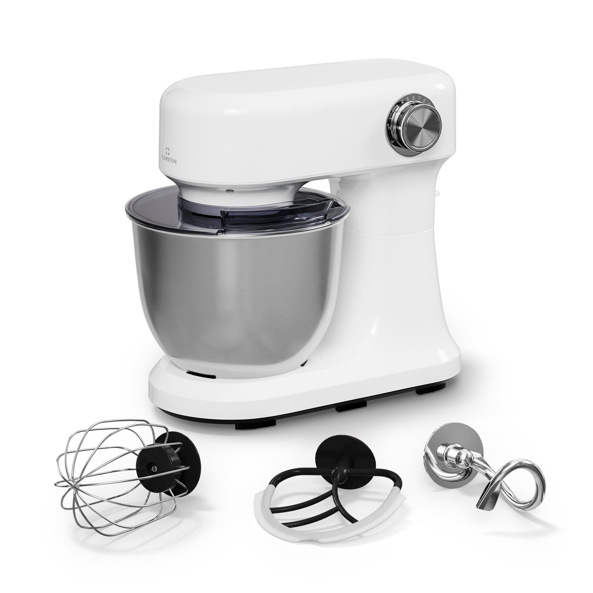 Klarstein Küchenmaschine mit Kochfunktion, 1500 W, 5 l Schüssel, Kompakt Küche maschine 5 L 12 Stufe Pulsfunktion 1500 W Weiss