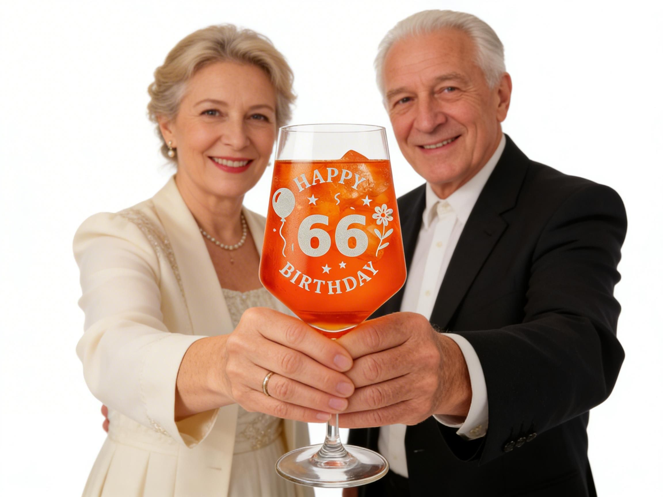 Valhalla Weinglas Gravur Happy Birthday 66 Geburtstag 350ml, 1-tlg., Glas, Atemberaubende Darstellung – Bild 4 von 5