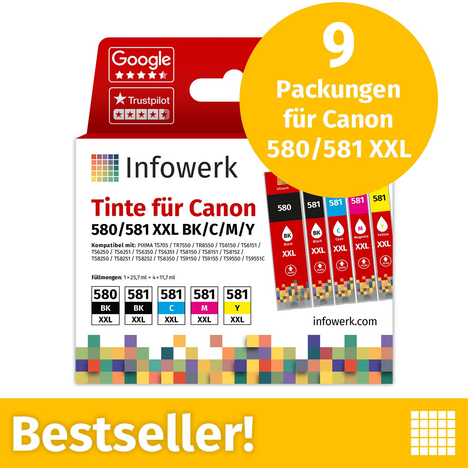 Infowerk Tintenpatrone (Packung, 9-tlg)