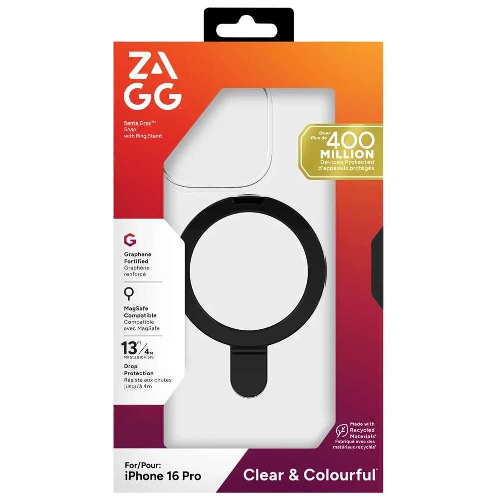 ZAGG Handyhülle ZAGG Case für Apple iPhone 16 Pro Santa Cruz Snap Ring Stand black