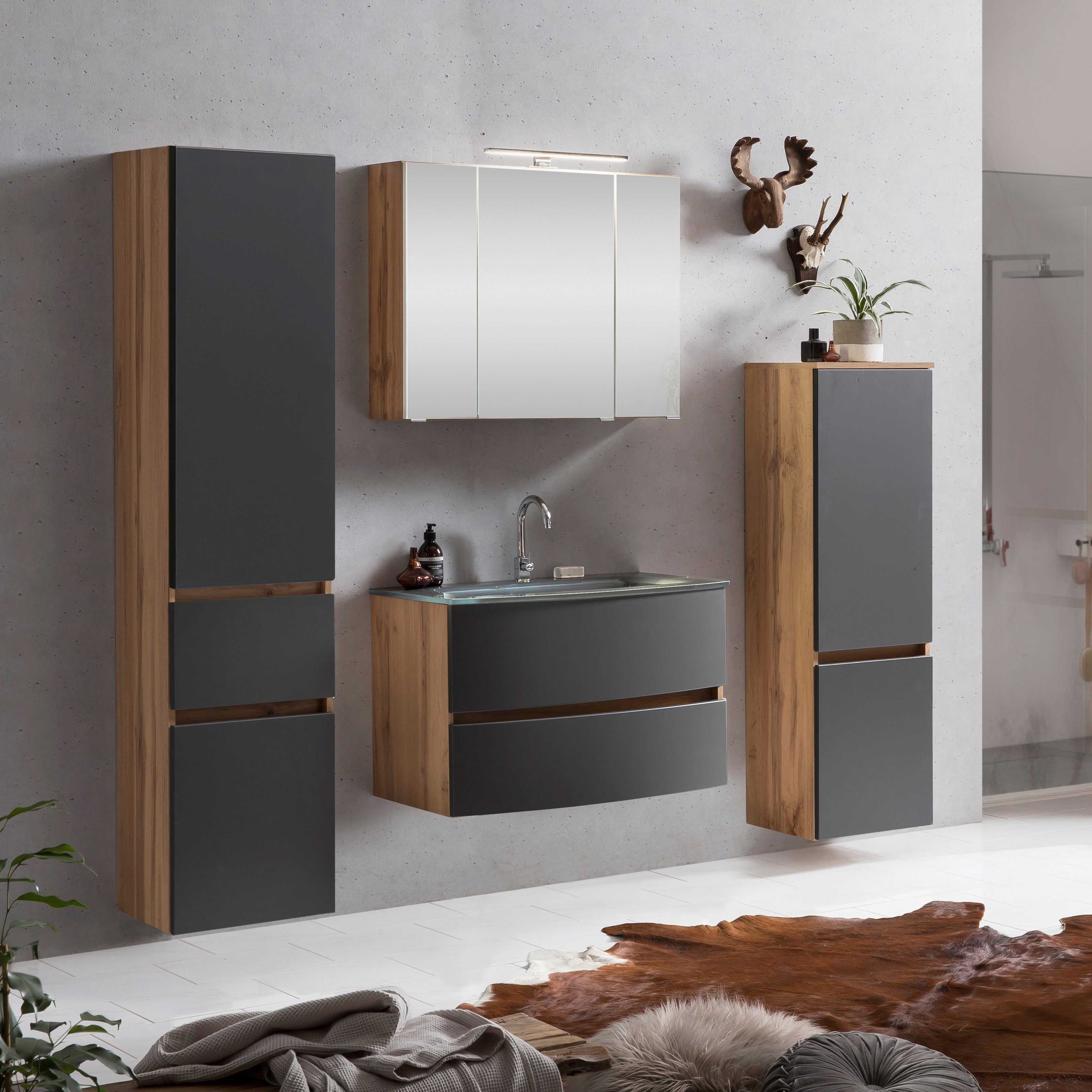 welltime Badezimmer-Set "Kaunas" Set, 4 Stk. tlg. Waschtisch-Set (Breite 80 günstig online kaufen