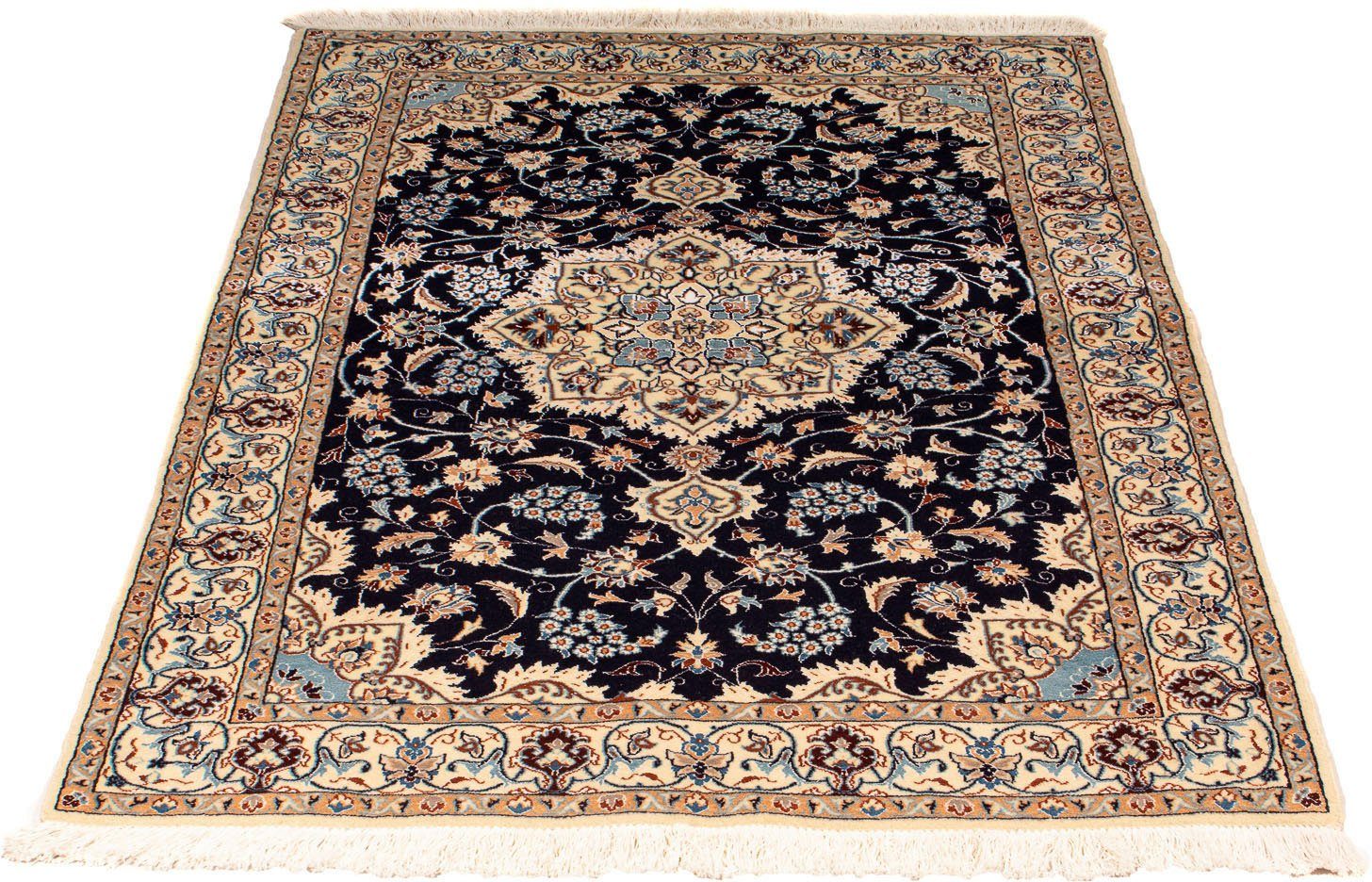 Orientteppich Perser - Nain - Premium - 142 x 97 cm - dunkelblau, morgenland, rechteckig, Höhe: 6 mm, Wohnzimmer, Handgeknüpft, Einzelstück mit Zertifikat