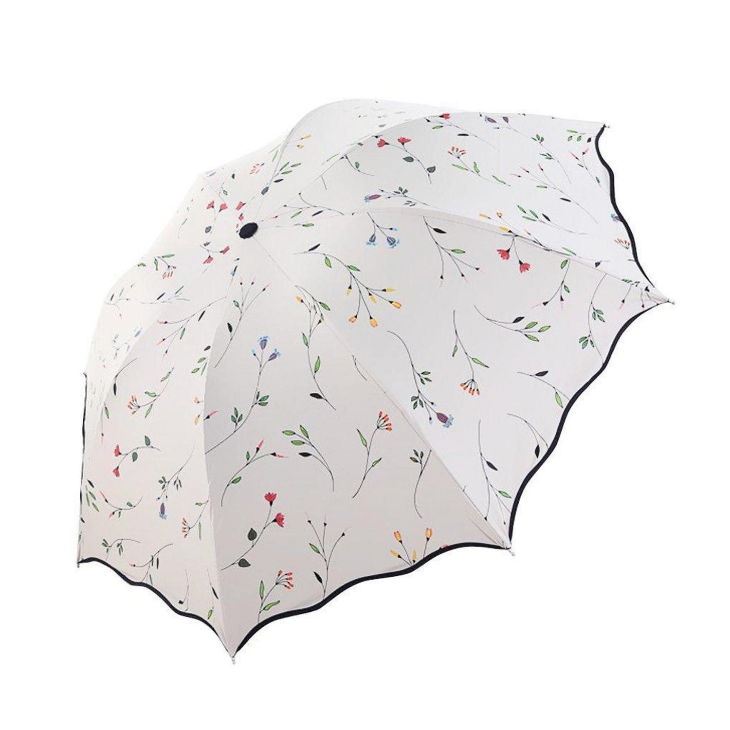 LuxusKollektion Taschenregenschirm Regenschirm Damen 3 Faltbar Anti UV Schwarz