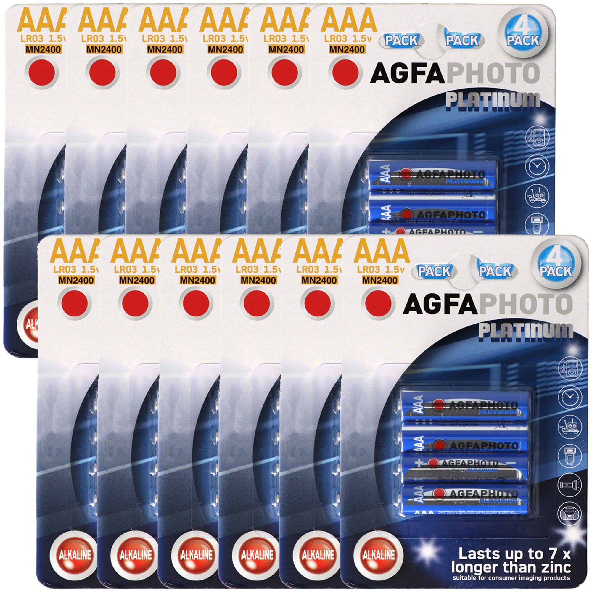 AgfaPhoto 12x AgfaPhoto Micro AAA Alkaline Batterie LR03 4er Pack Platinum Batterie, (1,5 V)