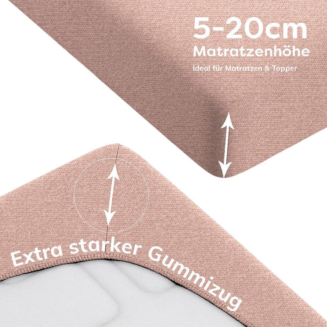 Wolkenfeld Spannbettlaken 100% Baumwolle - Superweiches Bettlaken für Matratzen von 5 bis 20cm, Jersey, Gummizug: rundum, (1 Stück), Rutschfest & Blickdicht - 9 – Bild 4 von 5