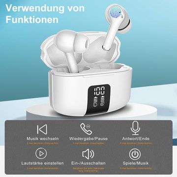 IBETTER Kopfhörer-Bluetooth,True-Wireless Rauschunterdrückungsfunktion In-Ear-Kopfhörer (Voice Assistant, LED-Anzeige, 40 Stunden Spielzeit, Ladeetui mit LED Anzeige, Stereo-Ohrhörer, Bluetooth 5.3 Noise Cancelling,Immersives HIFI-Stereo, Aktive Rauschunterdrückung(ANC)