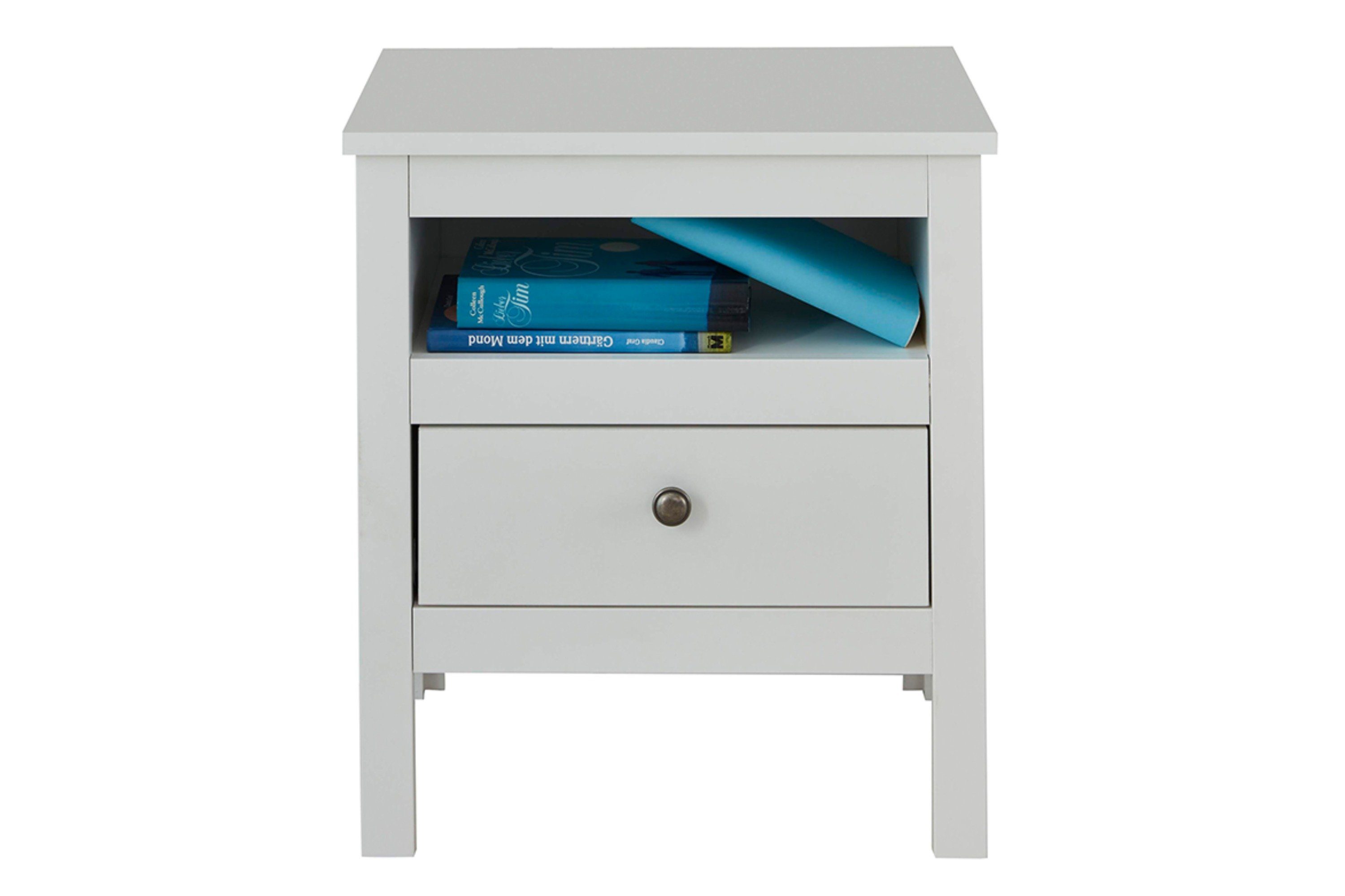 KONSIMO® Nachttisch FARGE Nachtschrank, mit Schublade, mit Einlegebode, Metallkugelgriffe