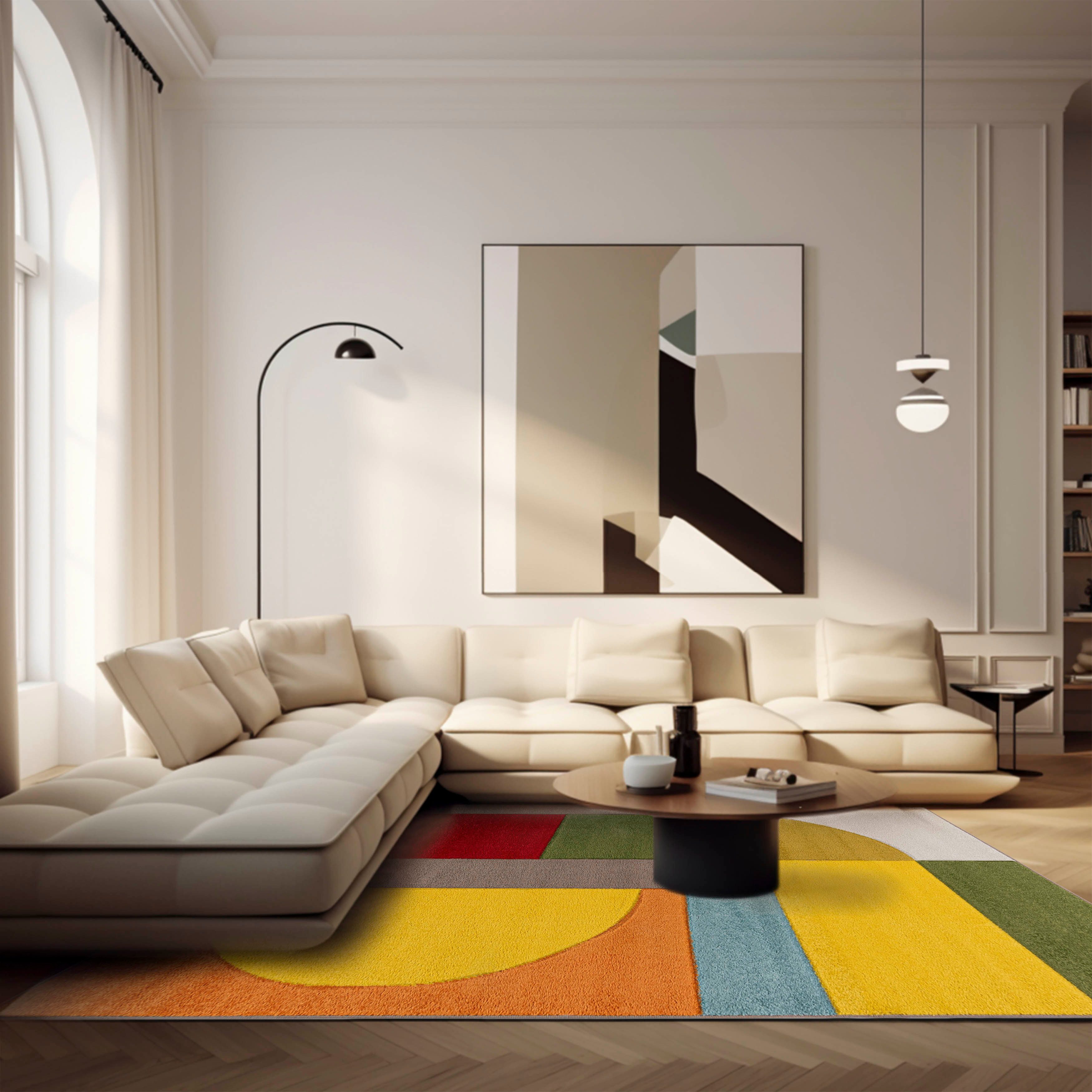Mazovia Designteppich Modern Geometrischer Teppich Bunt Weich Teppich für Wohnzimmer Bunte, 120 x 170 cm, Fußbodenheizung – Bild 3 von 5
