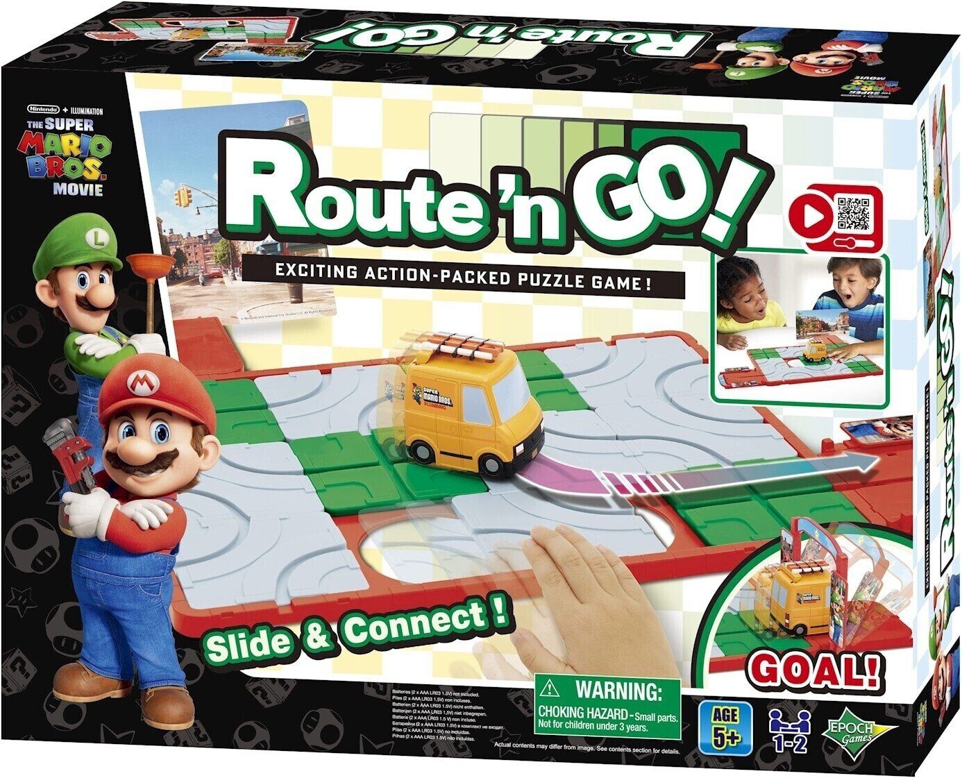 EPOCH Games Spiel, Kinderspiel Super Mario Bros "Route´n´Go" Puzzle-Action-Denk-Game