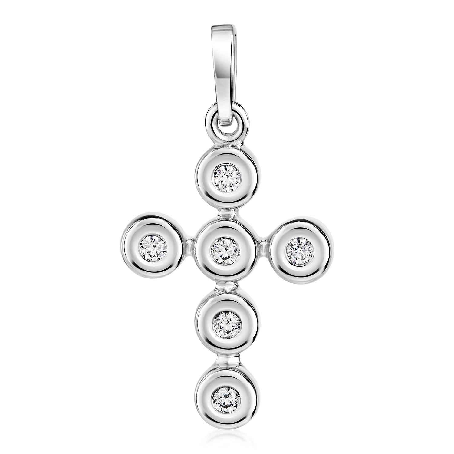 Silber, KA-118, 925 Silber Damen Mädchen Hochglanz Kreuzanhänger Materia Kreuz Zirkonia Sterling rhodiniert