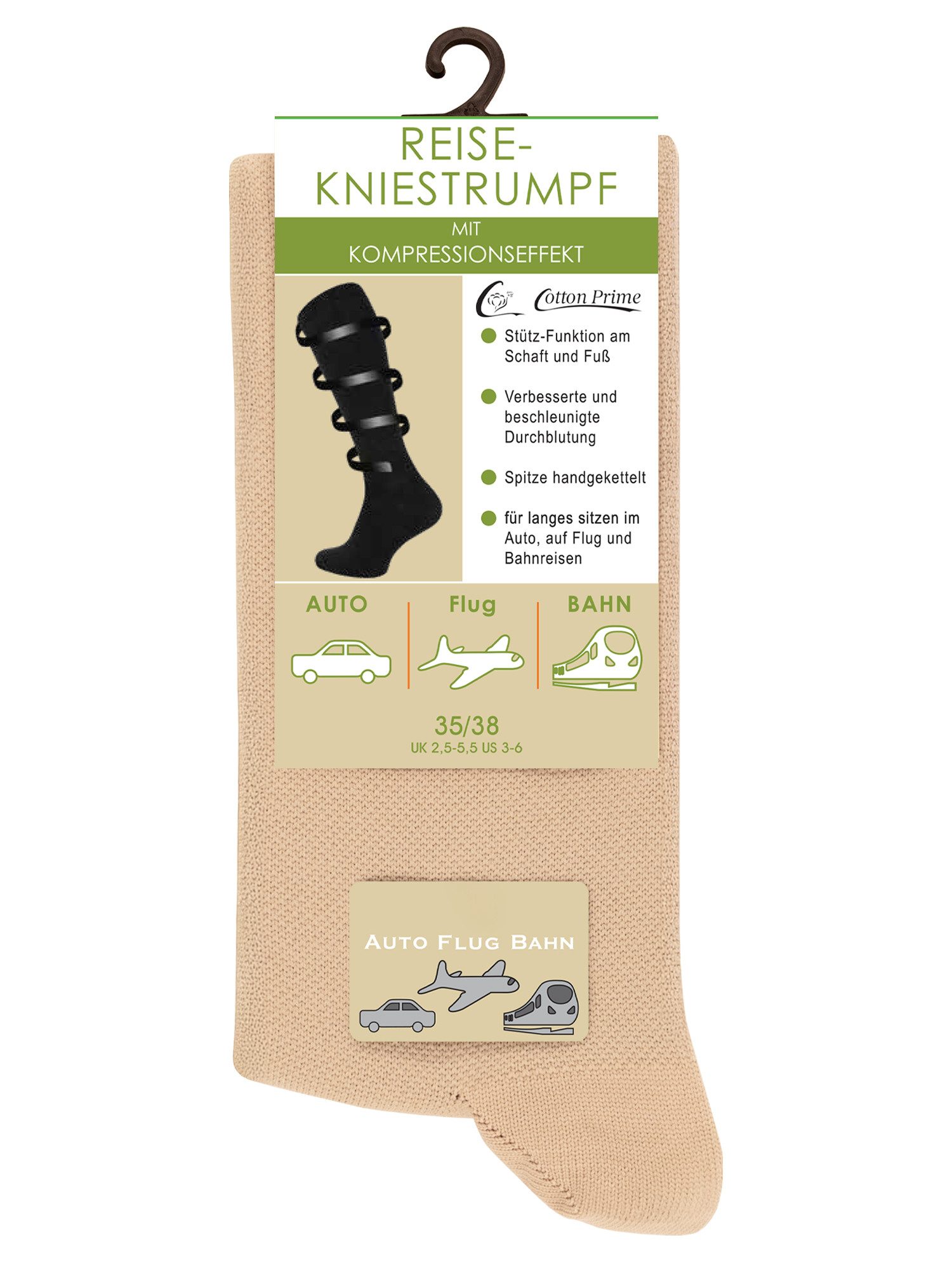 Cotton Prime® Stützkniestrümpfe Kompressionsstrümpfe mit Kompressionseffekt