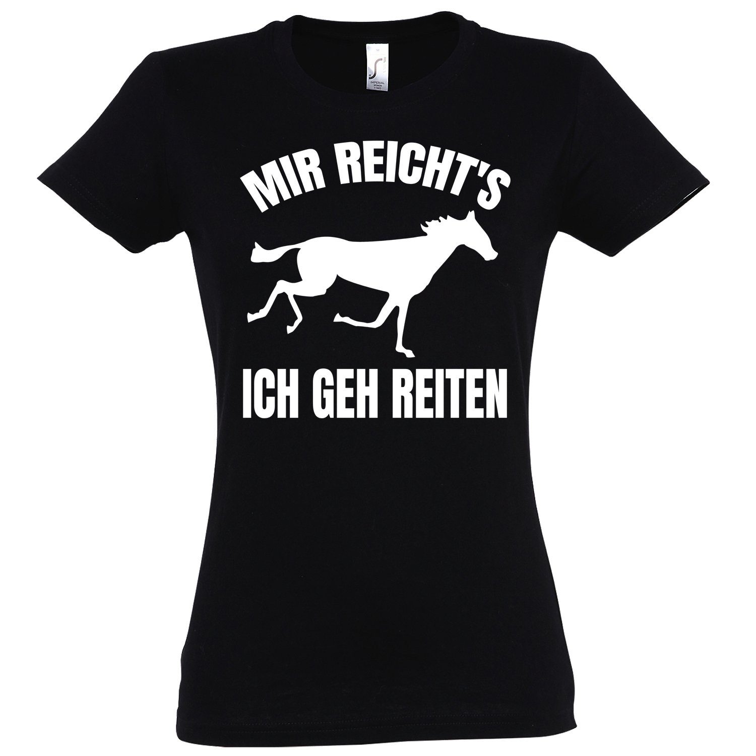 T-Shirt geh reiten Damen Print Mir reichts Youth mit T-Shirt Ich Schwarz Designz modischem