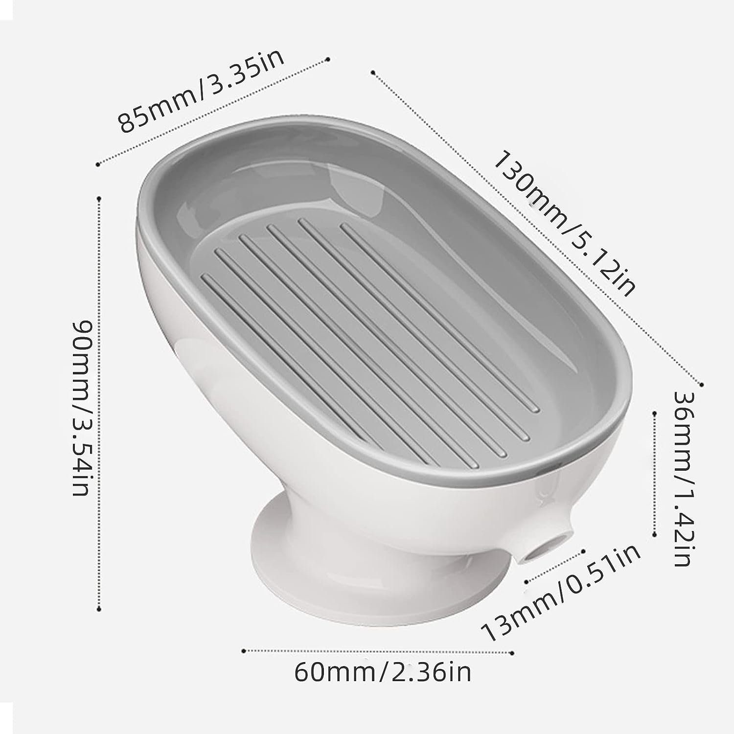 TUABUR Seifenhalter Bar Seifenschale Saugnapfhalter, Dusche/Bad/Küche, Kunststoff. grau