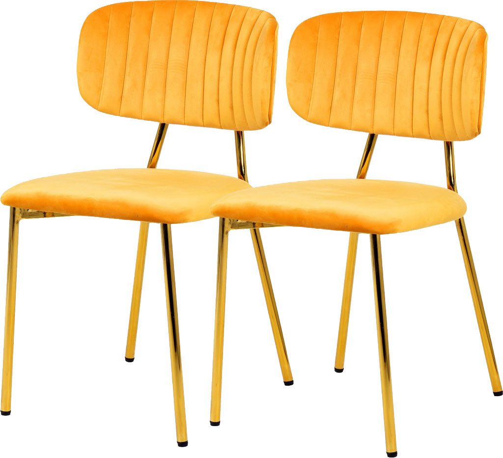 Kayoom Polsterstuhl Stuhl Giselle 125 2er-Set, pflegeleichter Samtbezug (Set, 2 St), mit Armlehnen, goldenes Gestell aus Edelstahl, Samtbezug, Ziernähte