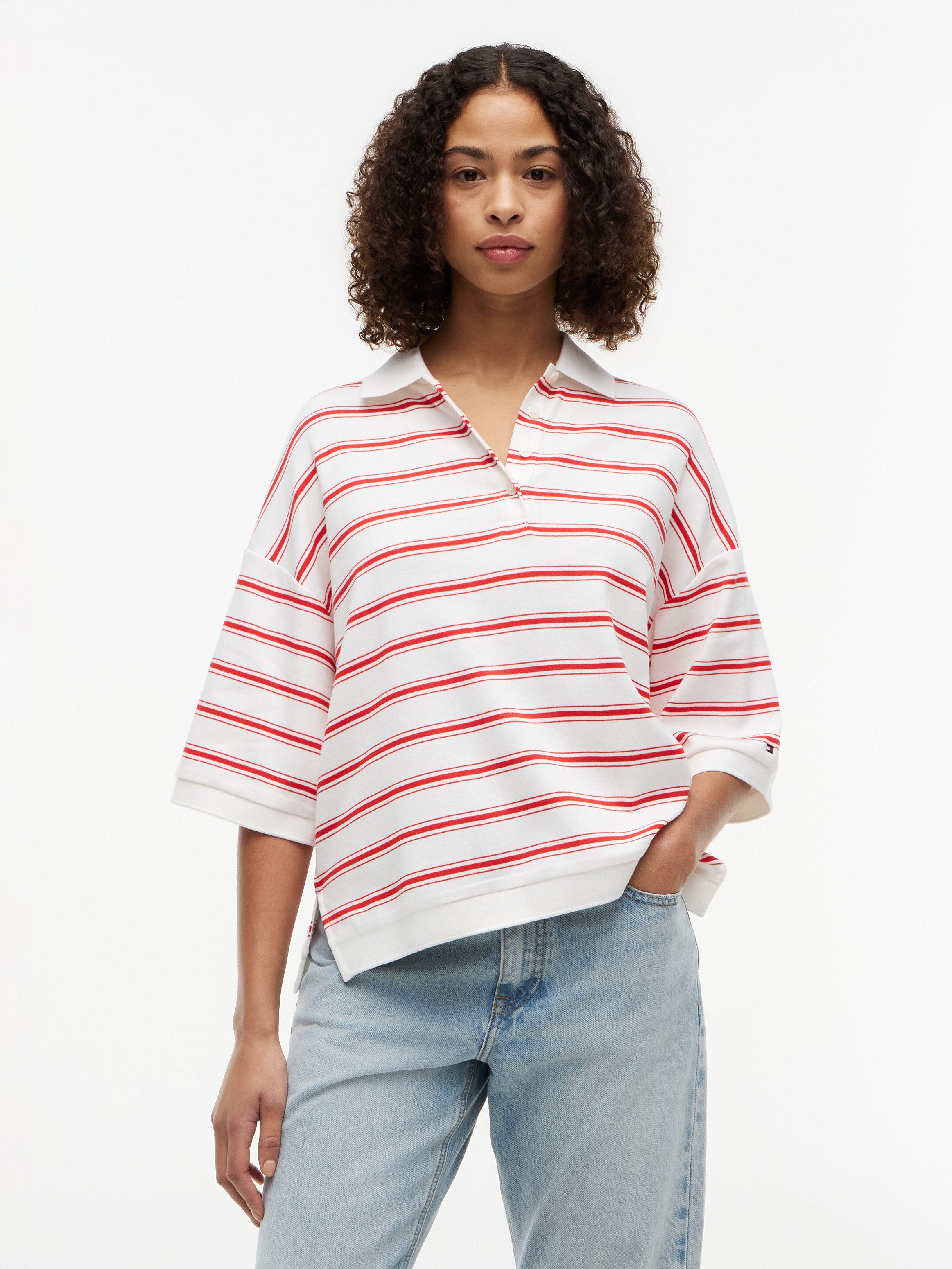 Tommy Hilfiger Poloshirt MULTISTP OVERSIZED SS POLO Baumwolle, oversize