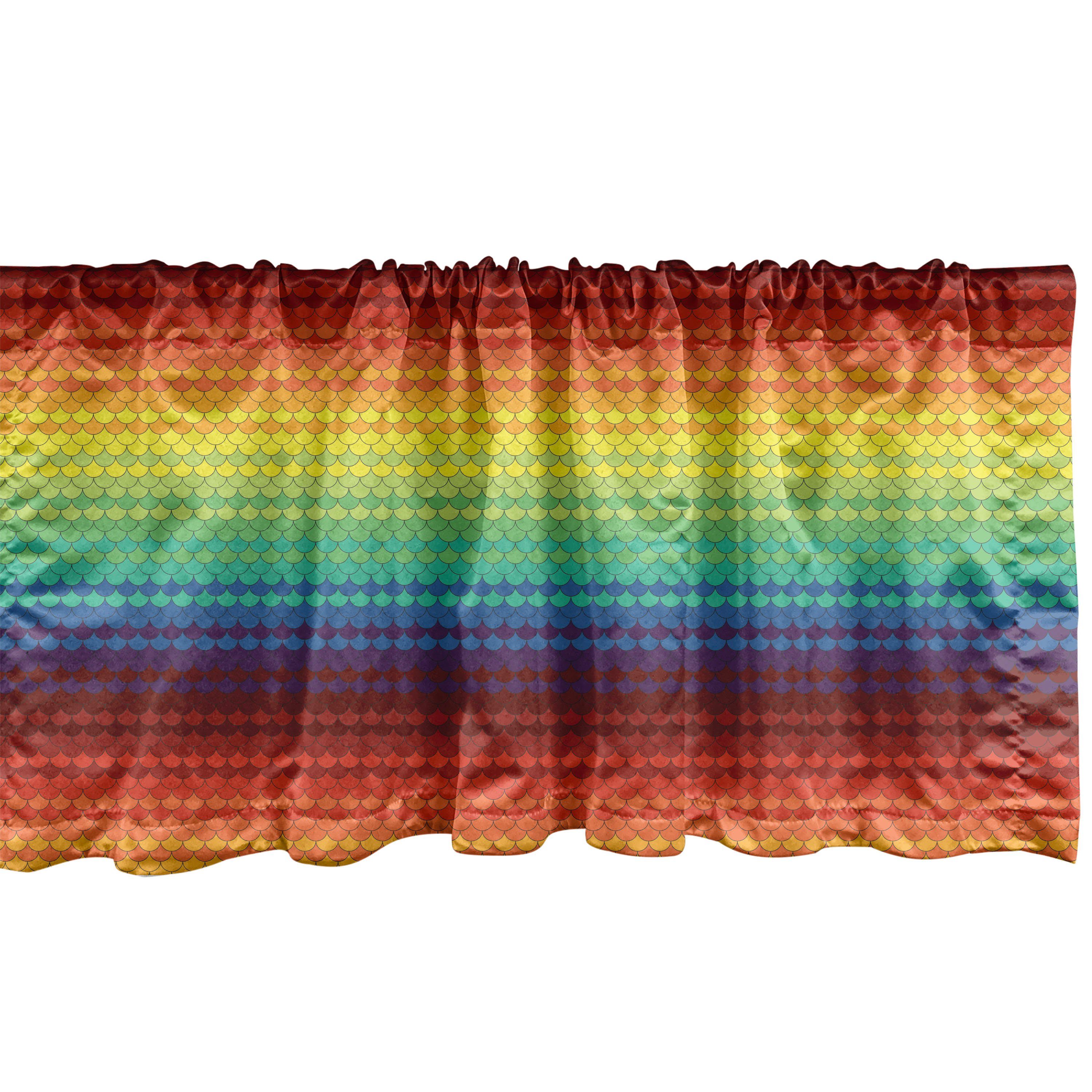 Scheibengardine Vorhang Volant für Küche Schlafzimmer Dekor mit Stangentasche, Abakuhaus, Microfaser, Fiesta Bunte Regenbogen-Skala