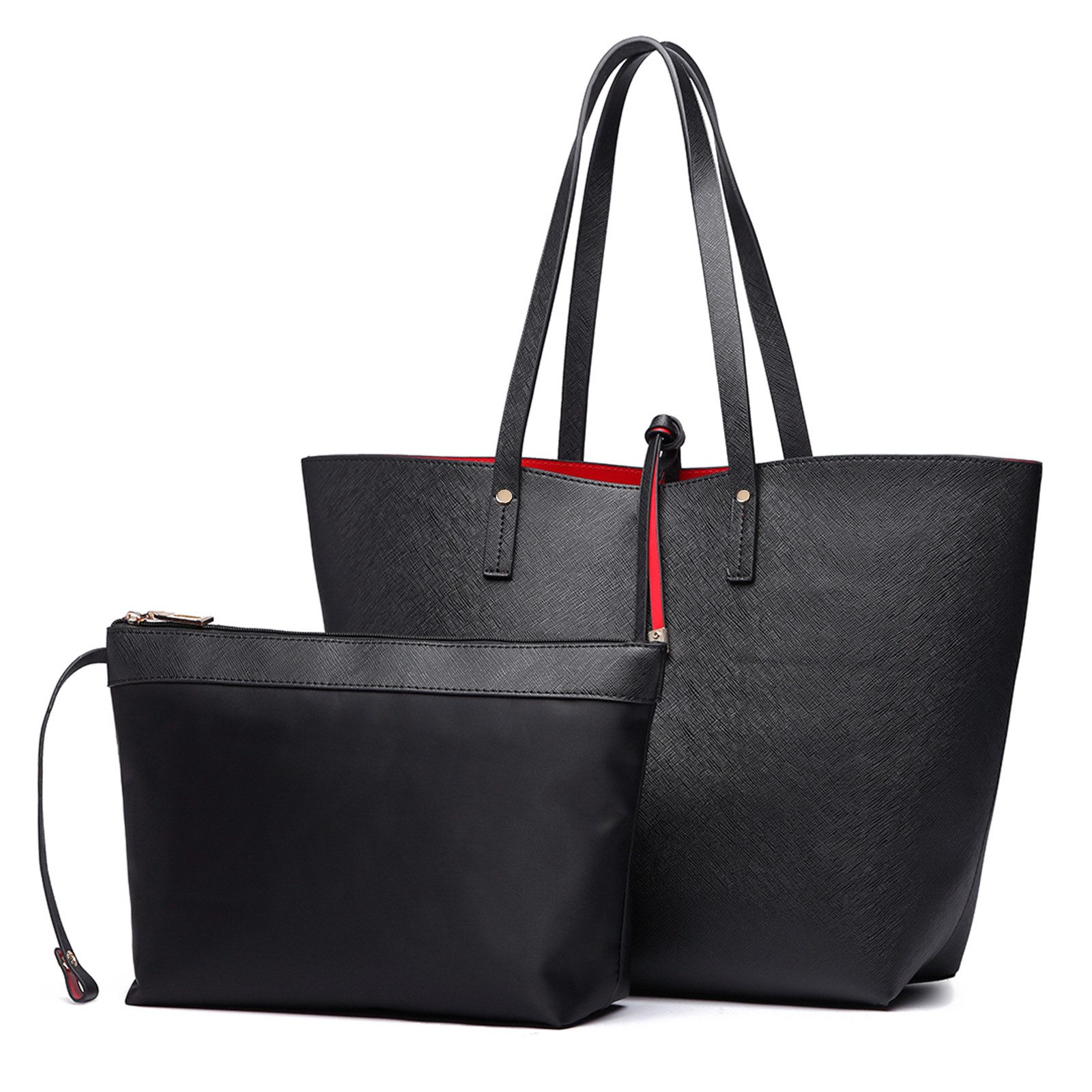 Schultertasche 2-teiliges Damen-Set – Shopper & Handtasche aus PU-Leder