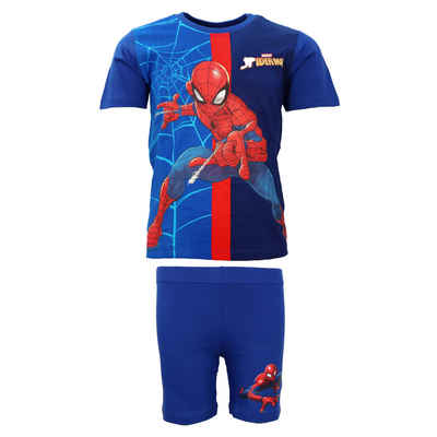 MARVEL Print-Shirt Marvel Spiderman Sommerset Shorts plus T-Shirt Gr. 98 bis 128, reine Baumwolle